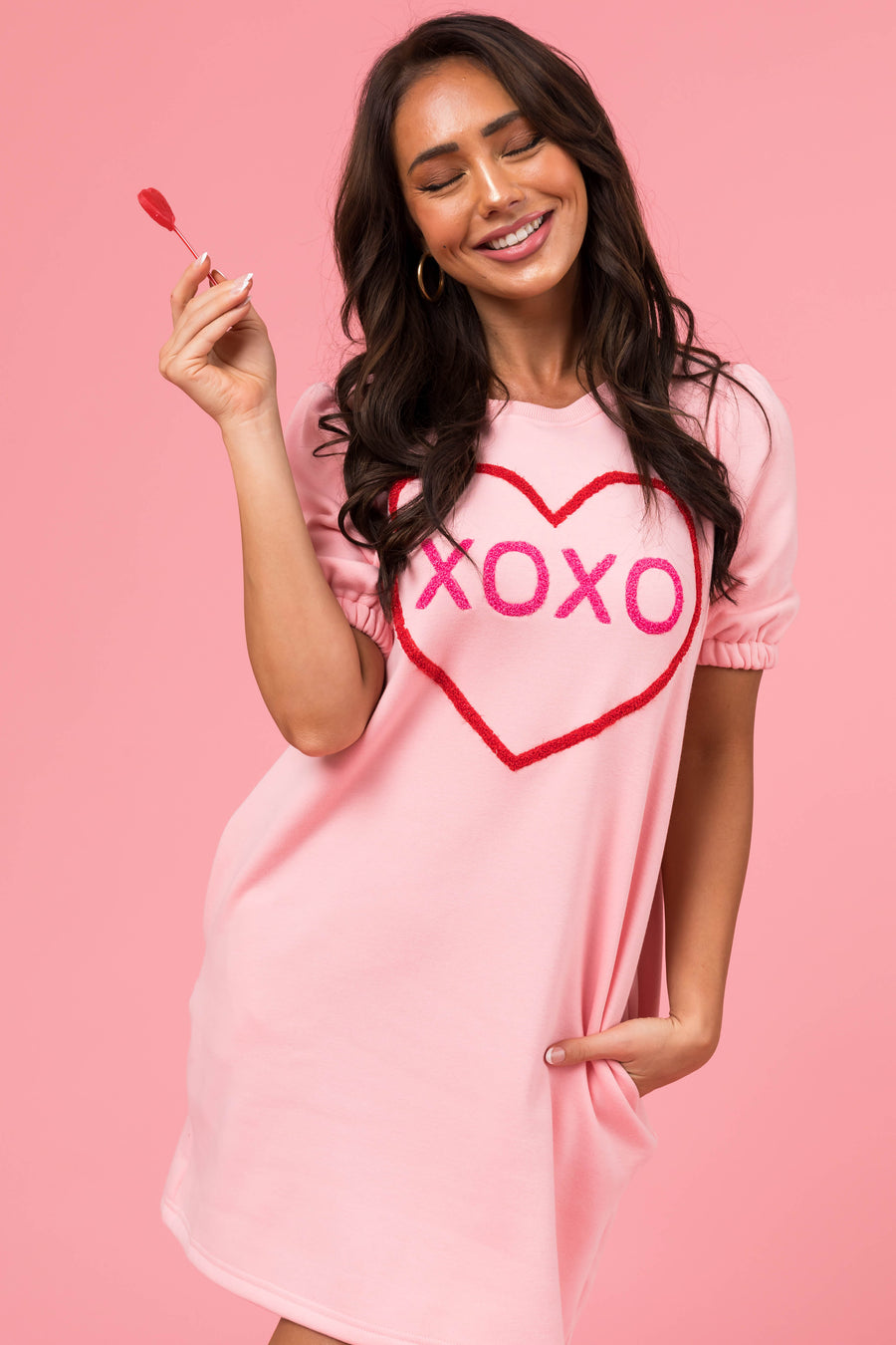 Cherry Blossom 'XOXO' Half Sleeve Fleece Dress