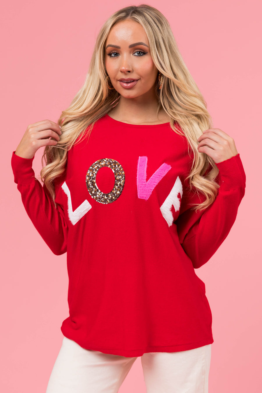 Cherry 'LOVE' Graphic Lightweight Sweater