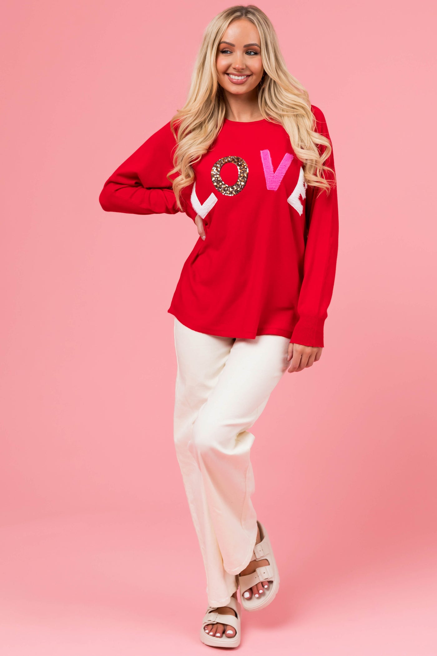 Cherry 'LOVE' Graphic Lightweight Sweater