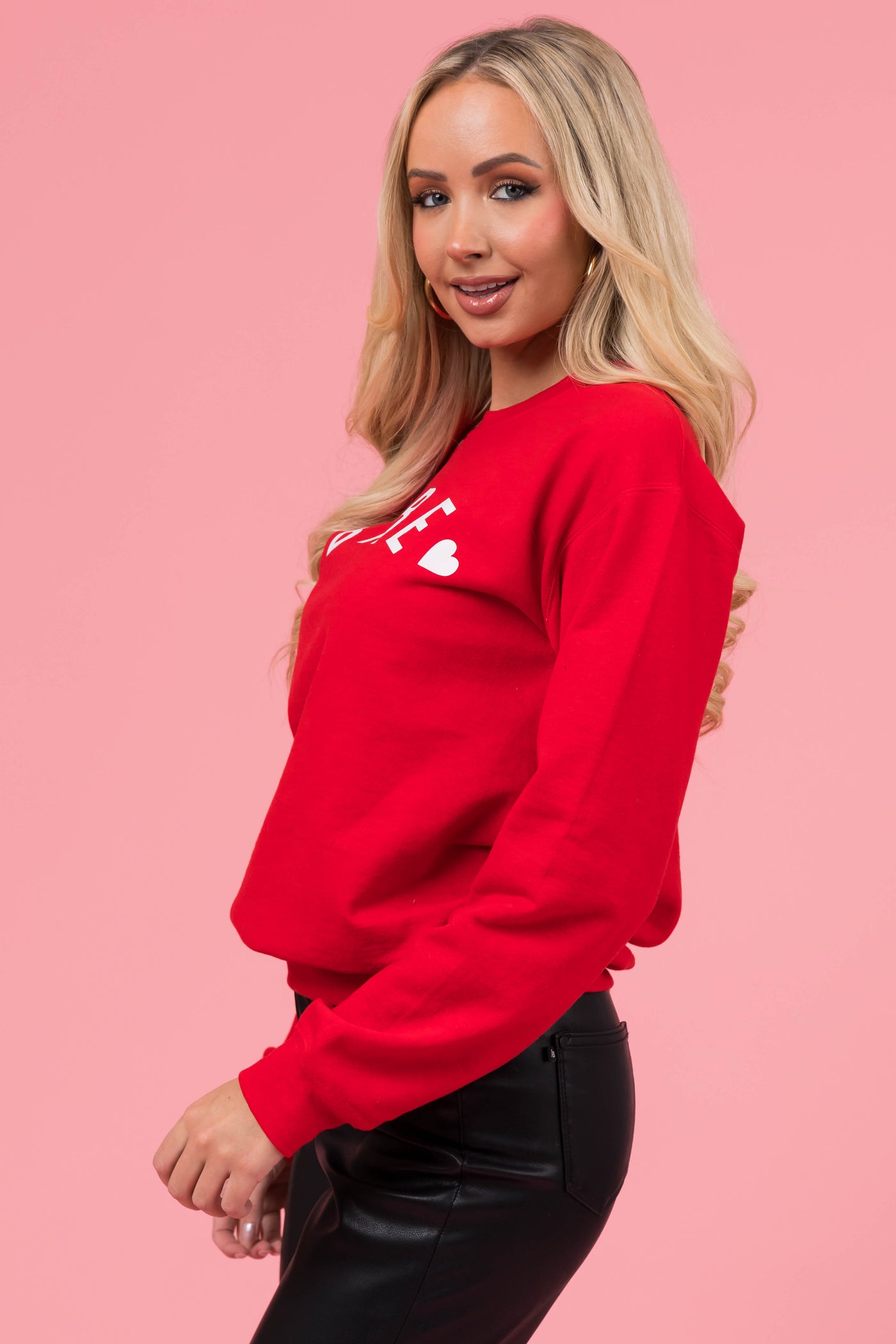 Cherry Red 'Babe' Heart Graphic Sweatshirt
