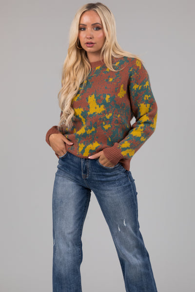 Chestnut Abstract Print Long Sleeve Sweater