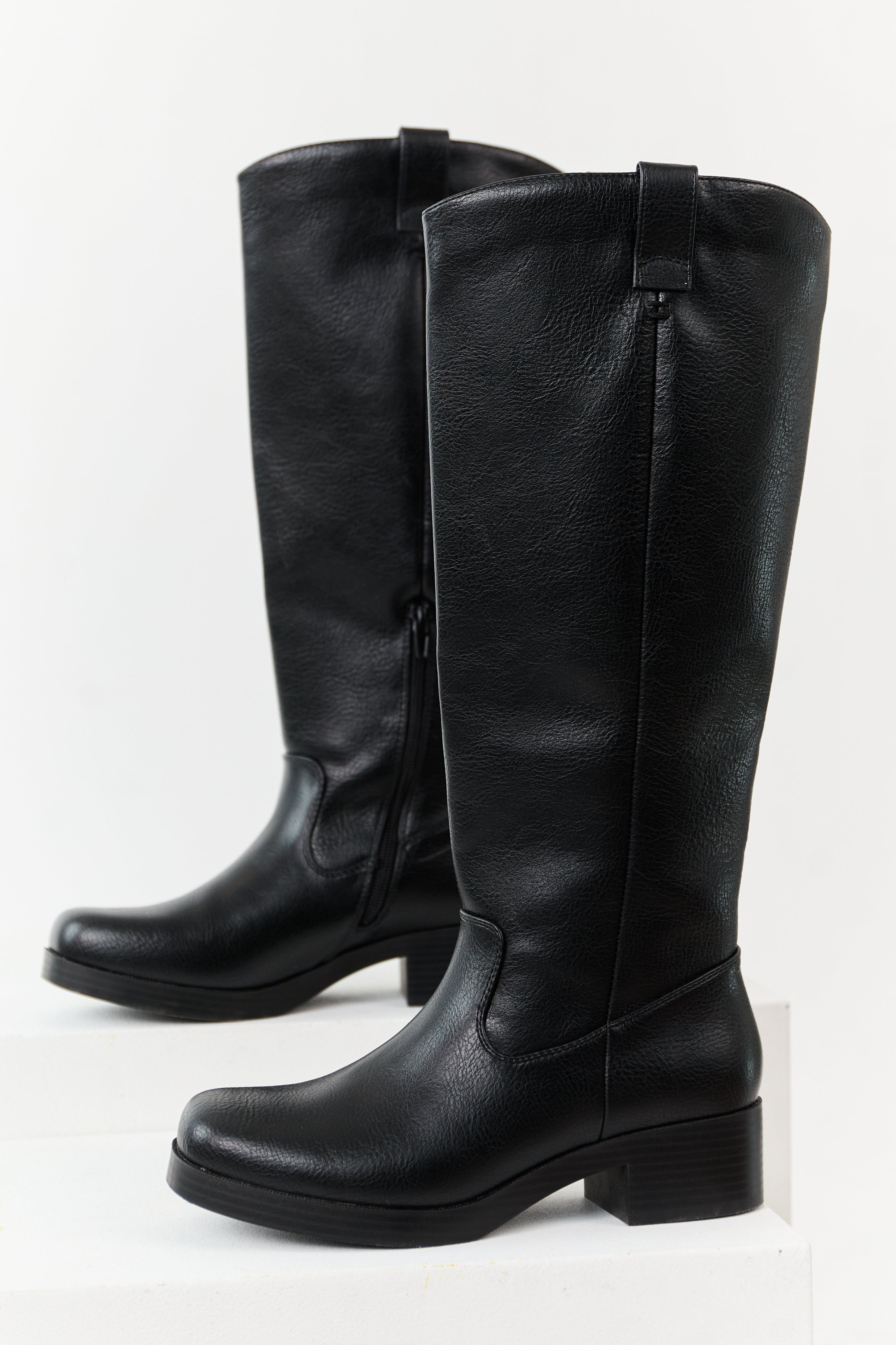 Chinese Laundry Black Faux Leather Tall Boots | Lime Lush Boutique