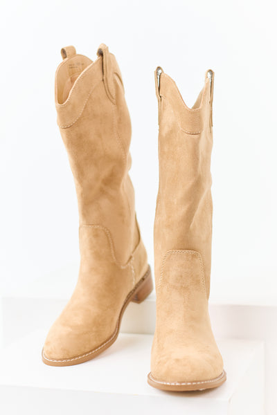 Chinese Laundry Camel Microsuede Western Boots