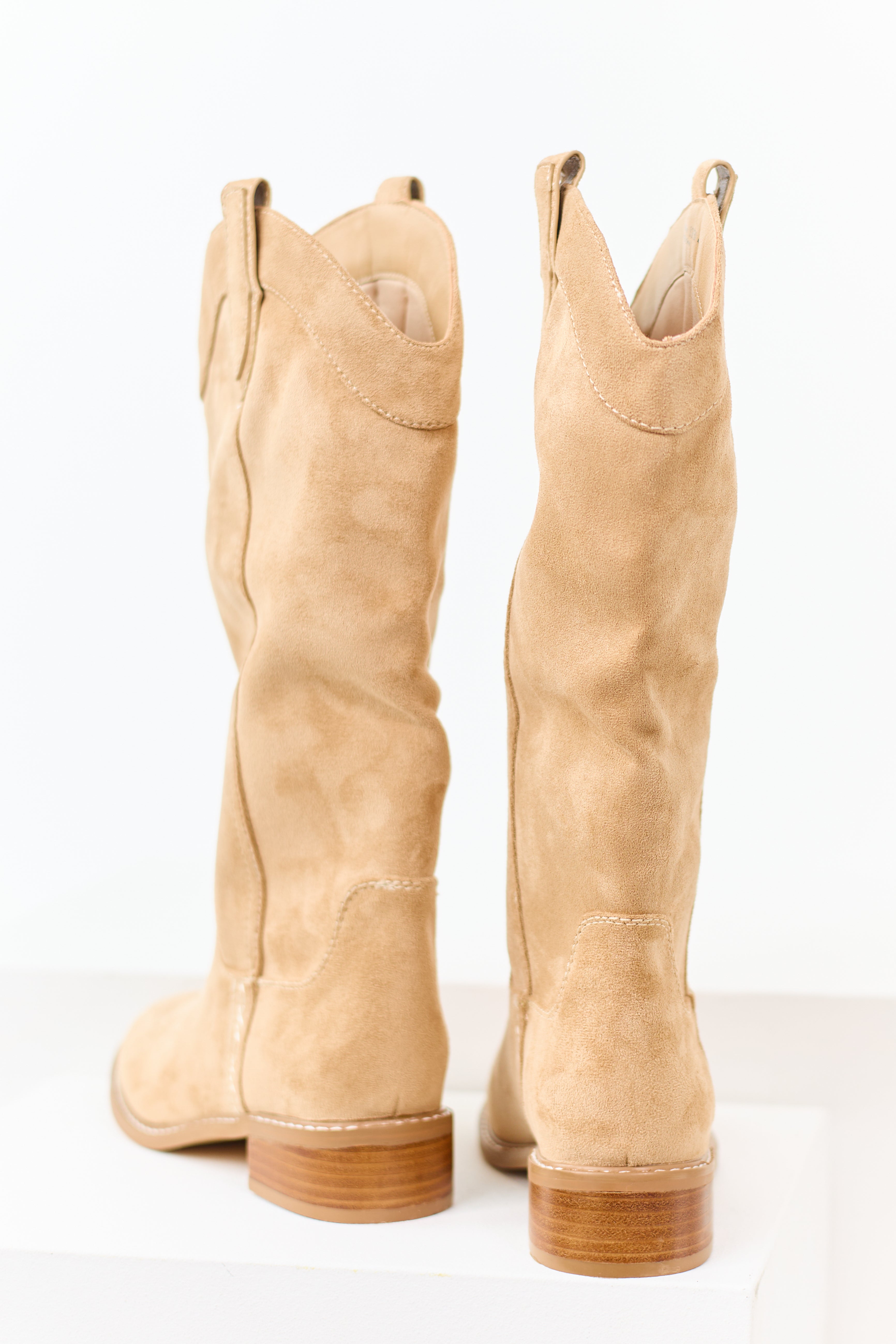 Chinese Laundry Camel Microsuede Western Boots | Lime Lush Boutique