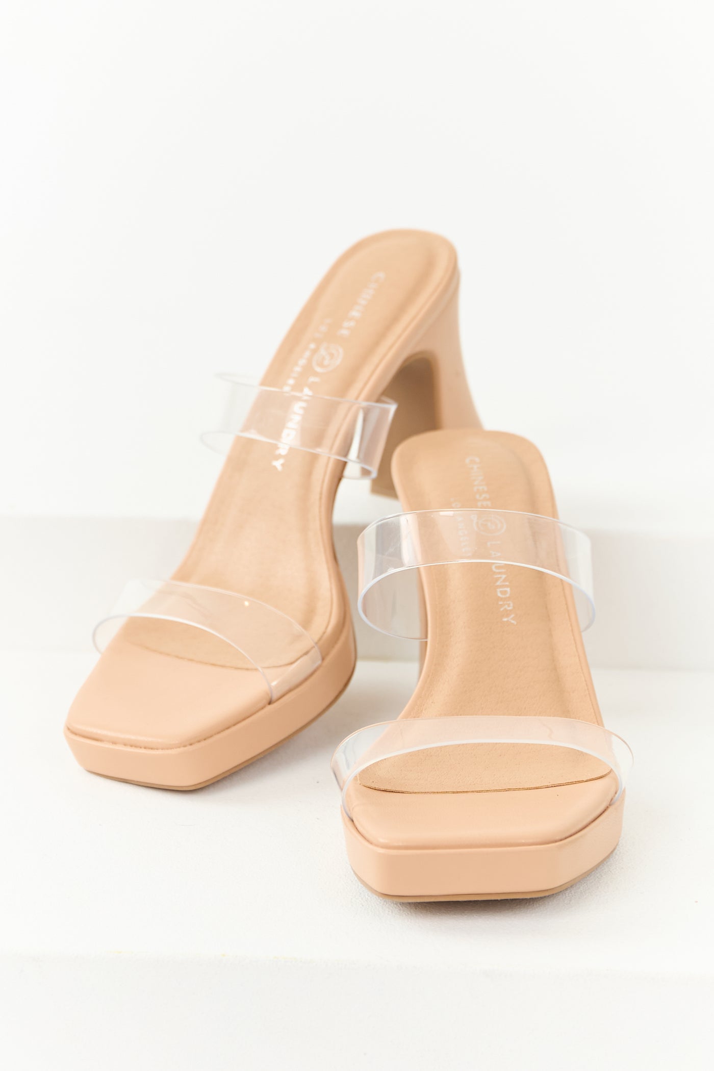 Chinese Laundry Nude Faux Leather Block Heels