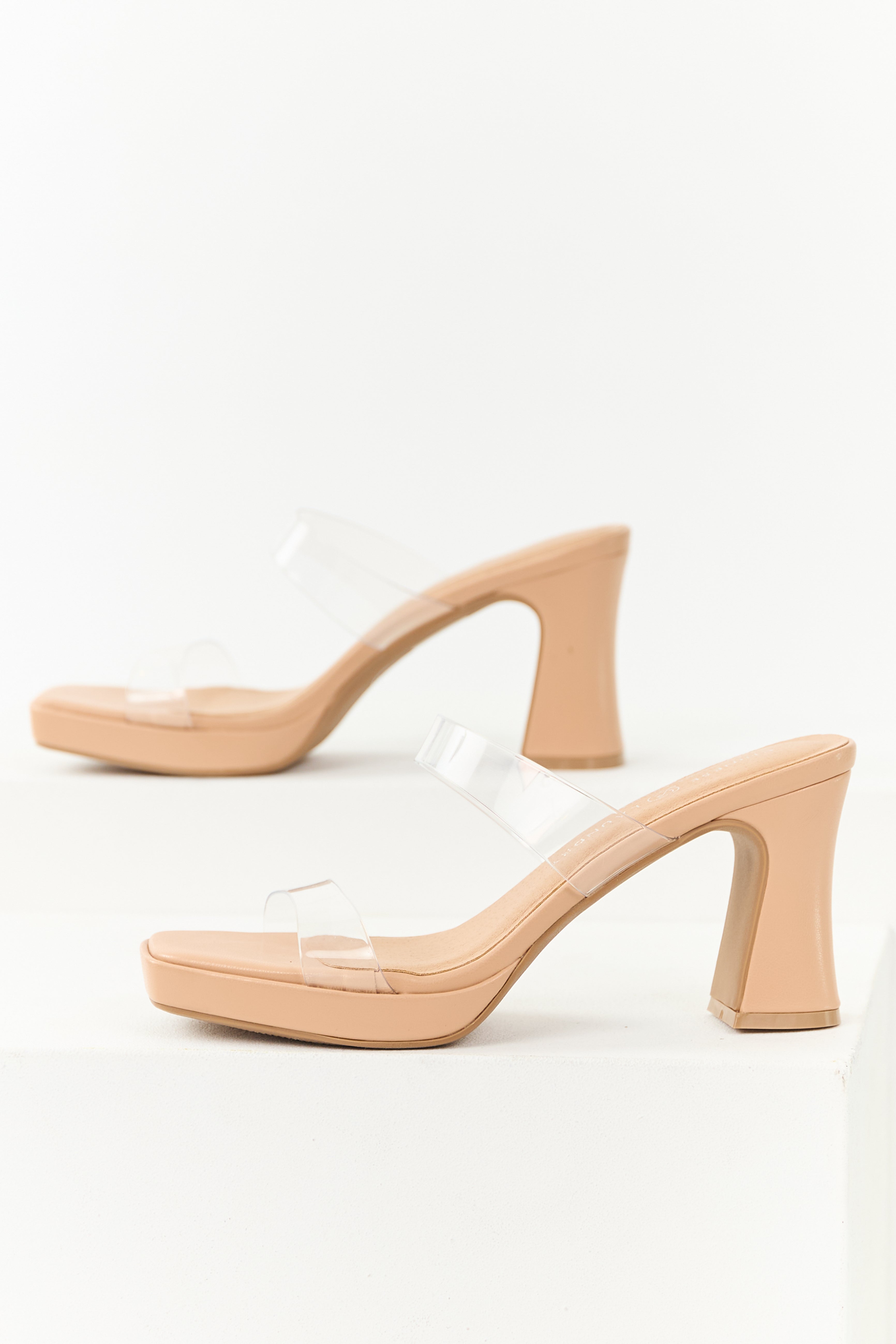 Chinese Laundry Nude Faux Leather Block Heels | Lime Lush