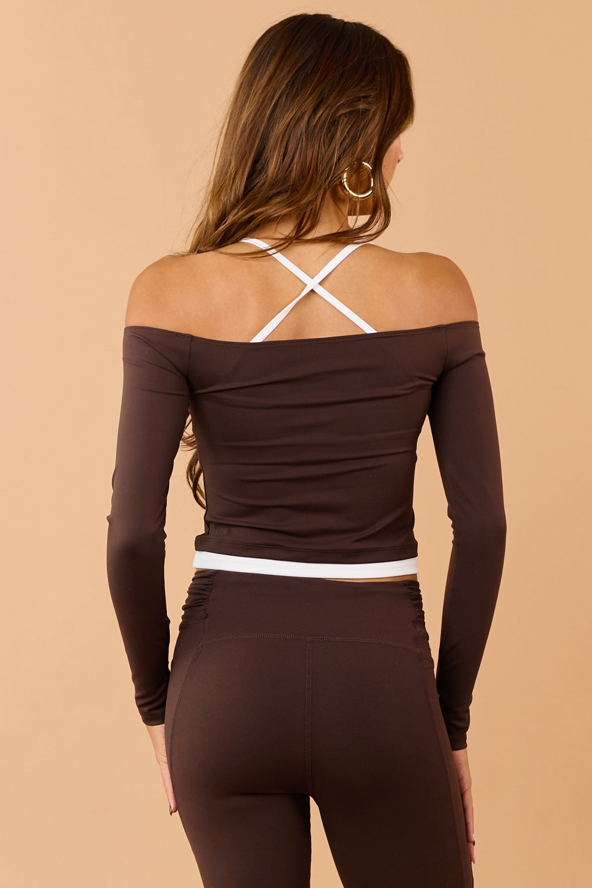 Chocolate Contrast Double Layered Off Shoulder Top
