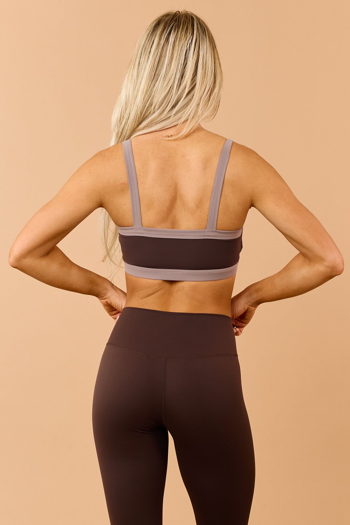 Chocolate Contrast Padded Bust Sports Bra