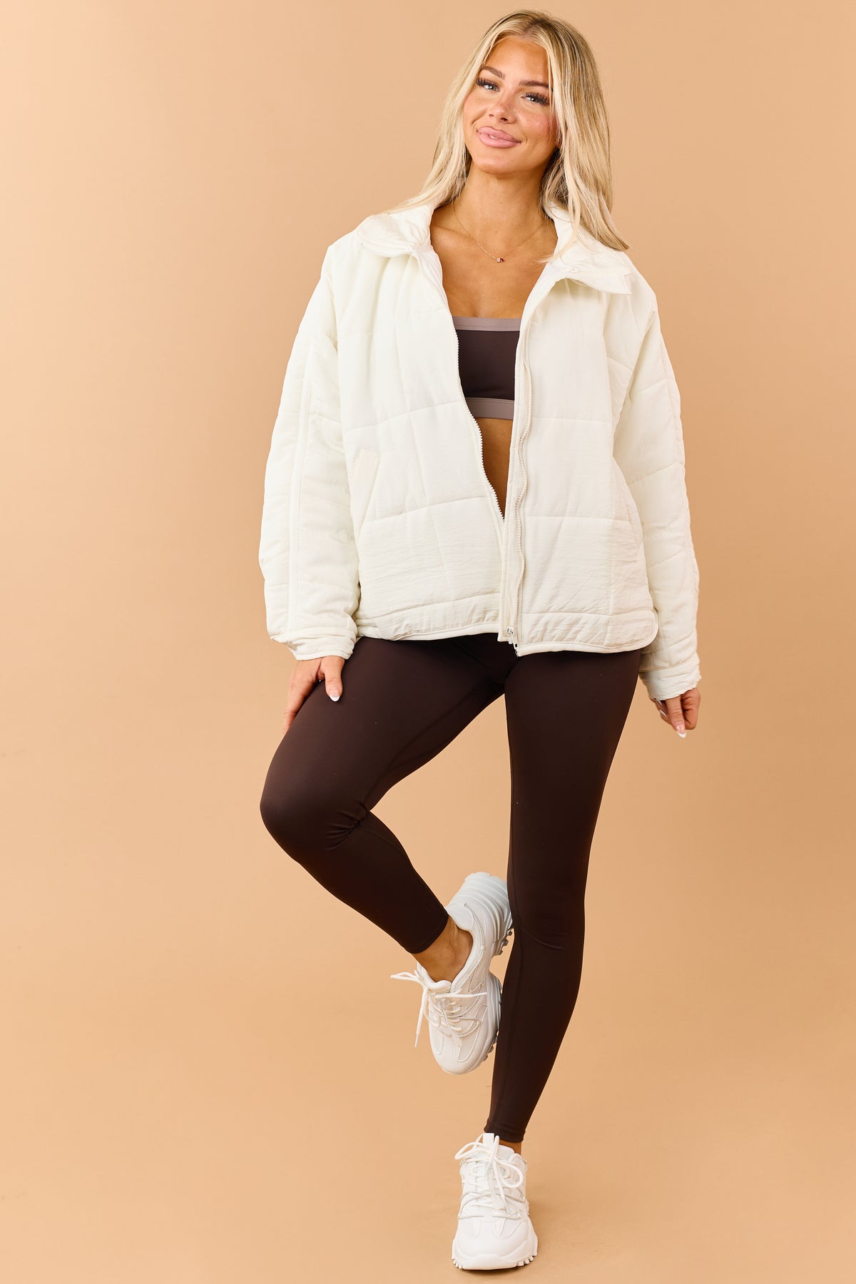 Chocolate Contrast Padded Bust Sports Bra