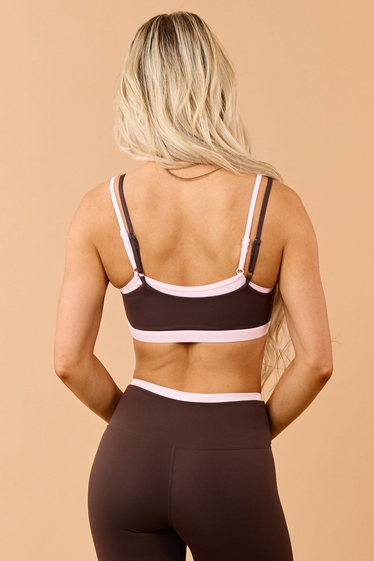 Chocolate Double Layered Contrast Sports Bra