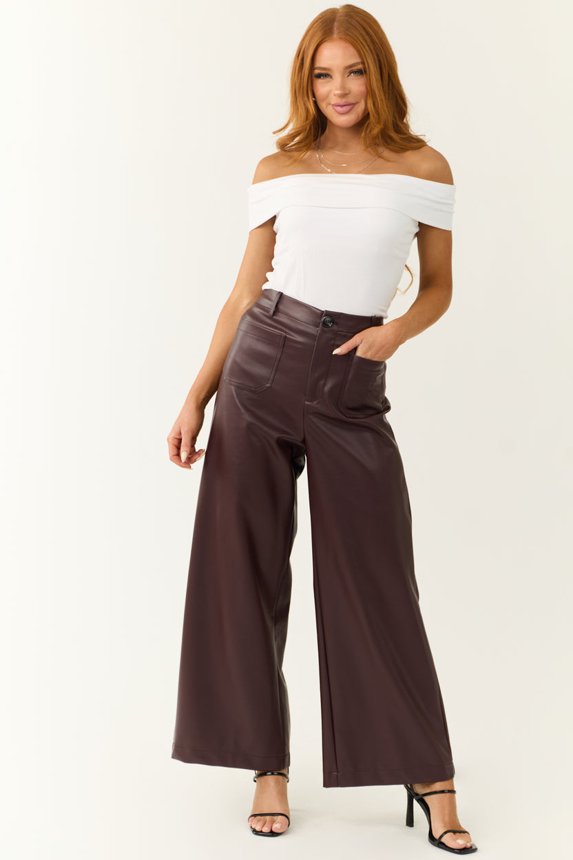 Cute Chicness Wide-Leg Leather Pants - 2 Colors main image 1