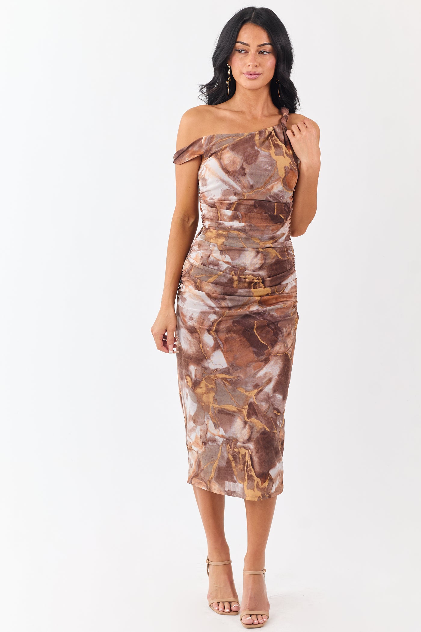 marble print satin dress Topshop satin cut-out midi dress in abstract marble print
