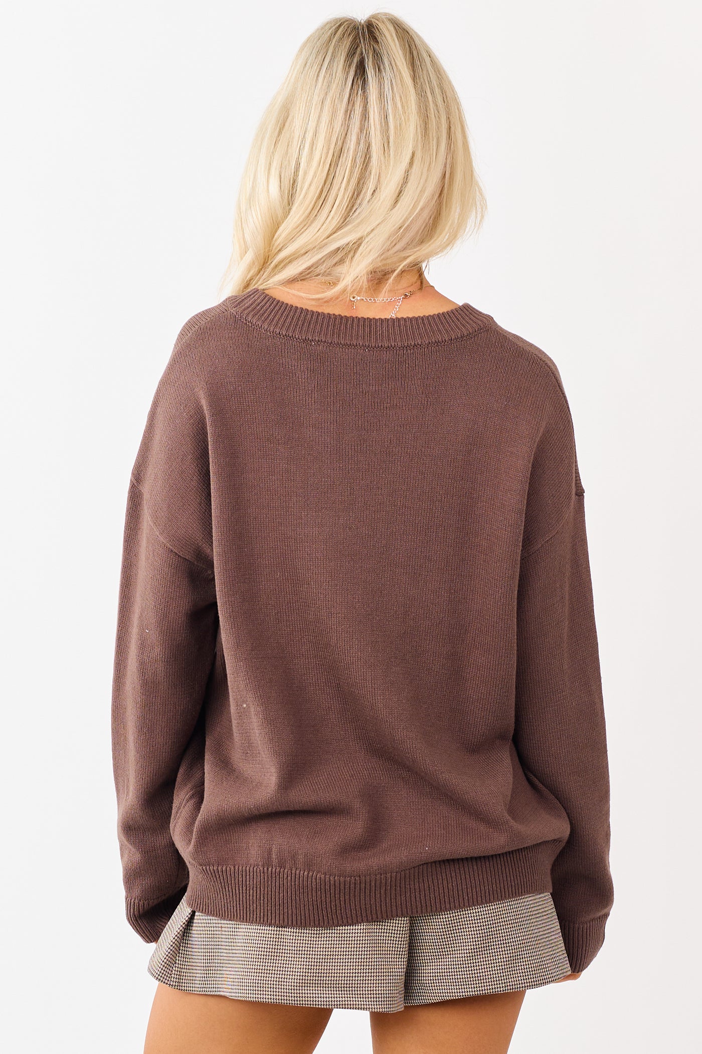 Chocolate Martini Beaded Graphic Knit Sweater