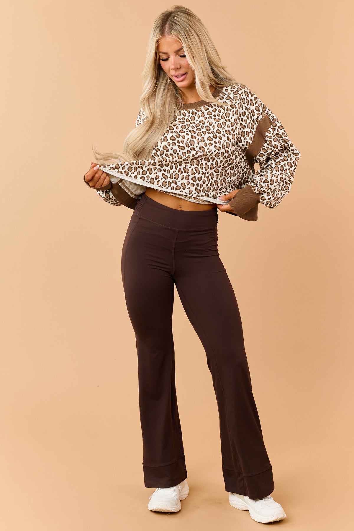 Chocolate Soft Stretchy Athletic Flare Leggings