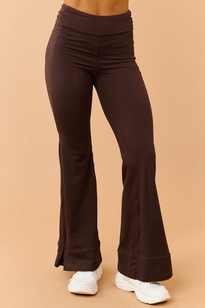Chocolate Soft Stretchy Athletic Flare Leggings