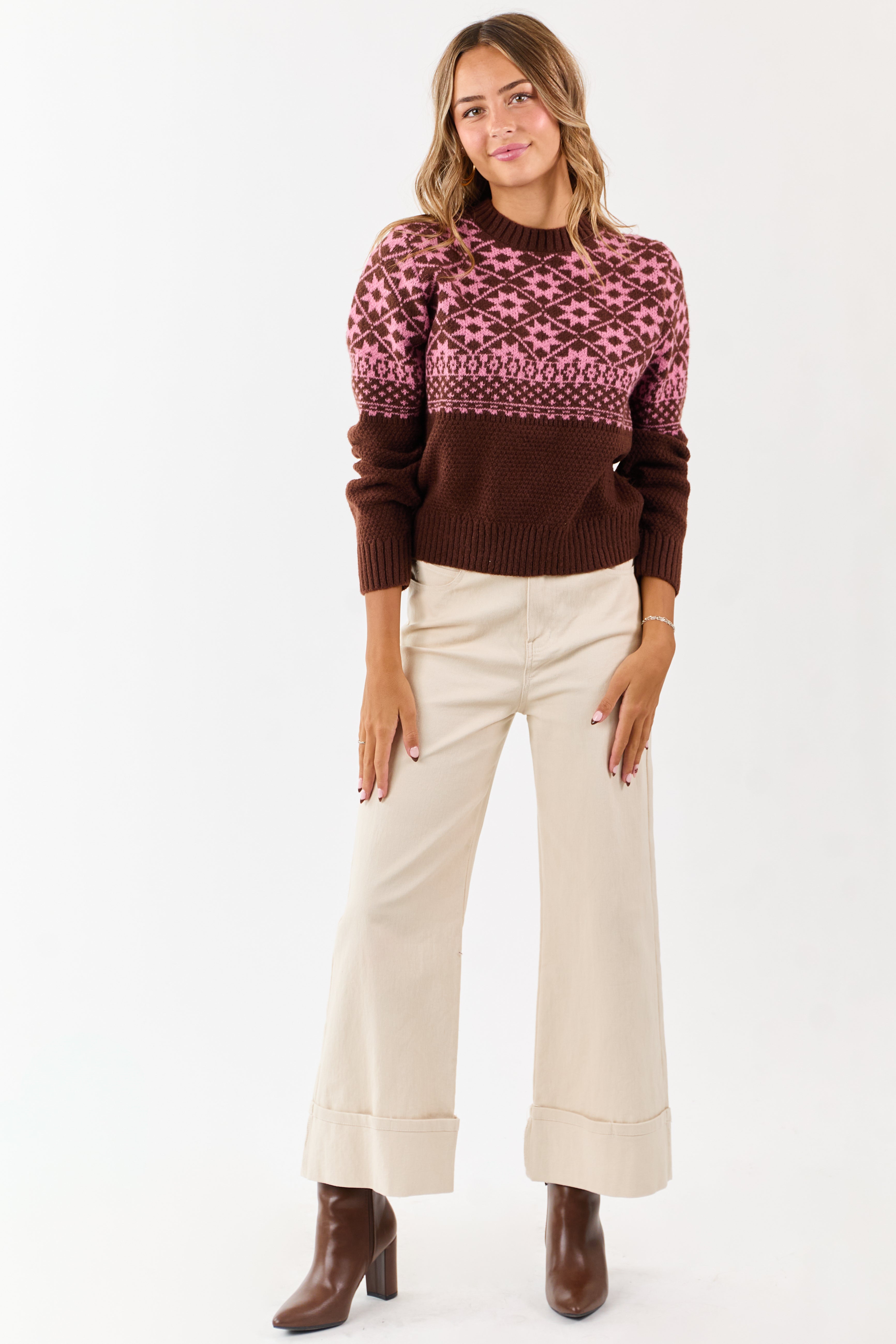 Chocolate and Punch Geometric Print Sweater