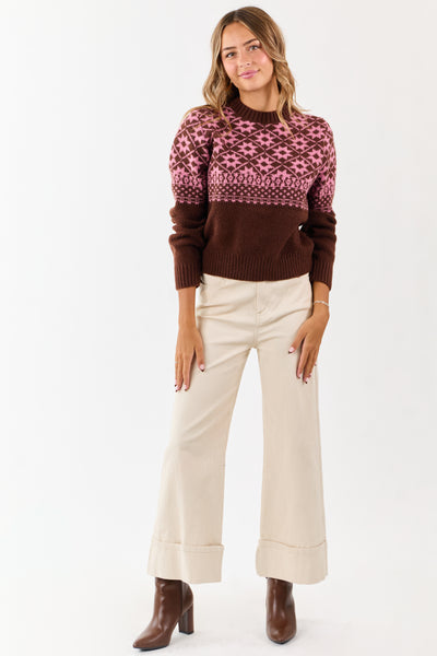 Chocolate and Punch Geometric Print Sweater