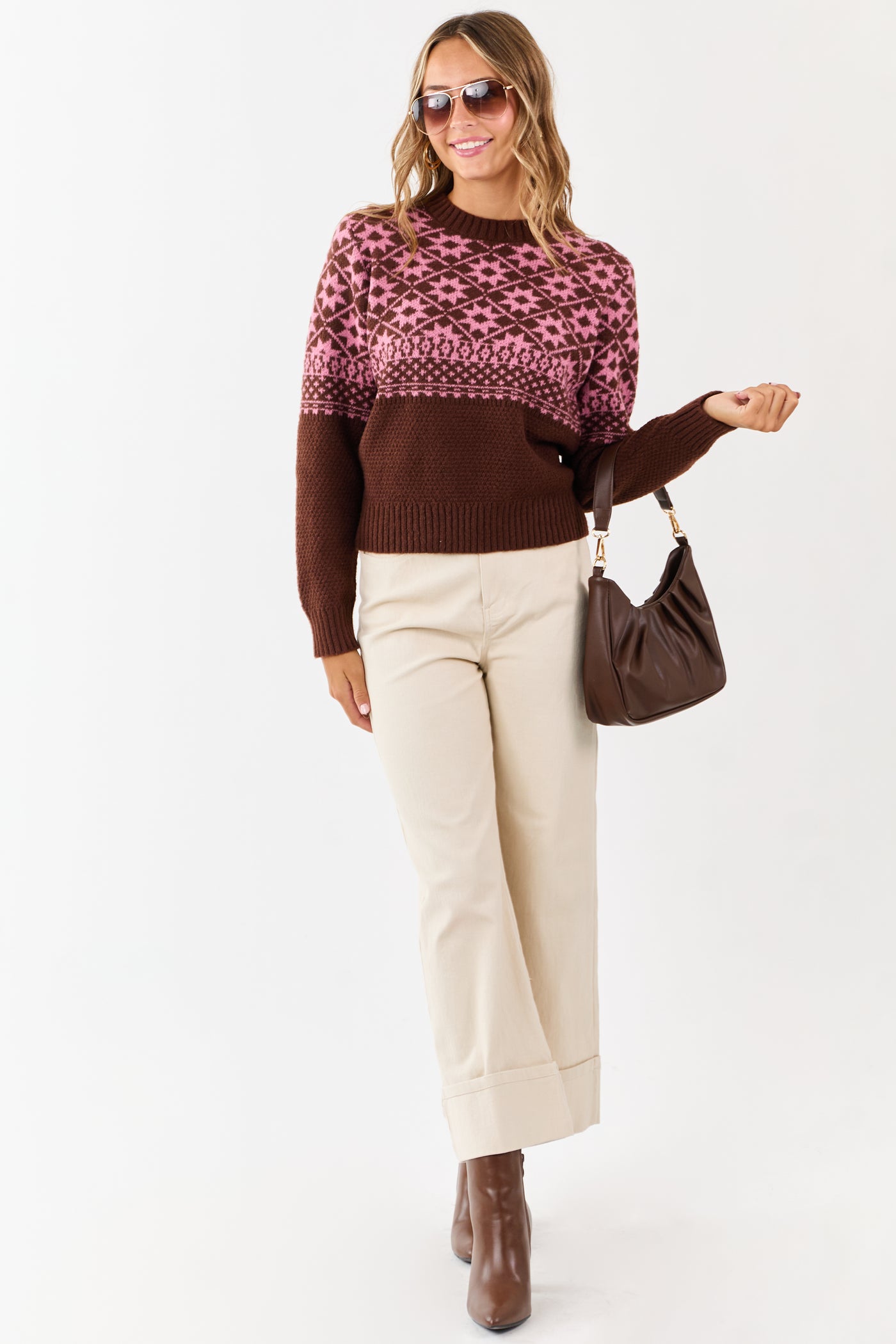 Chocolate and Punch Geometric Print Sweater