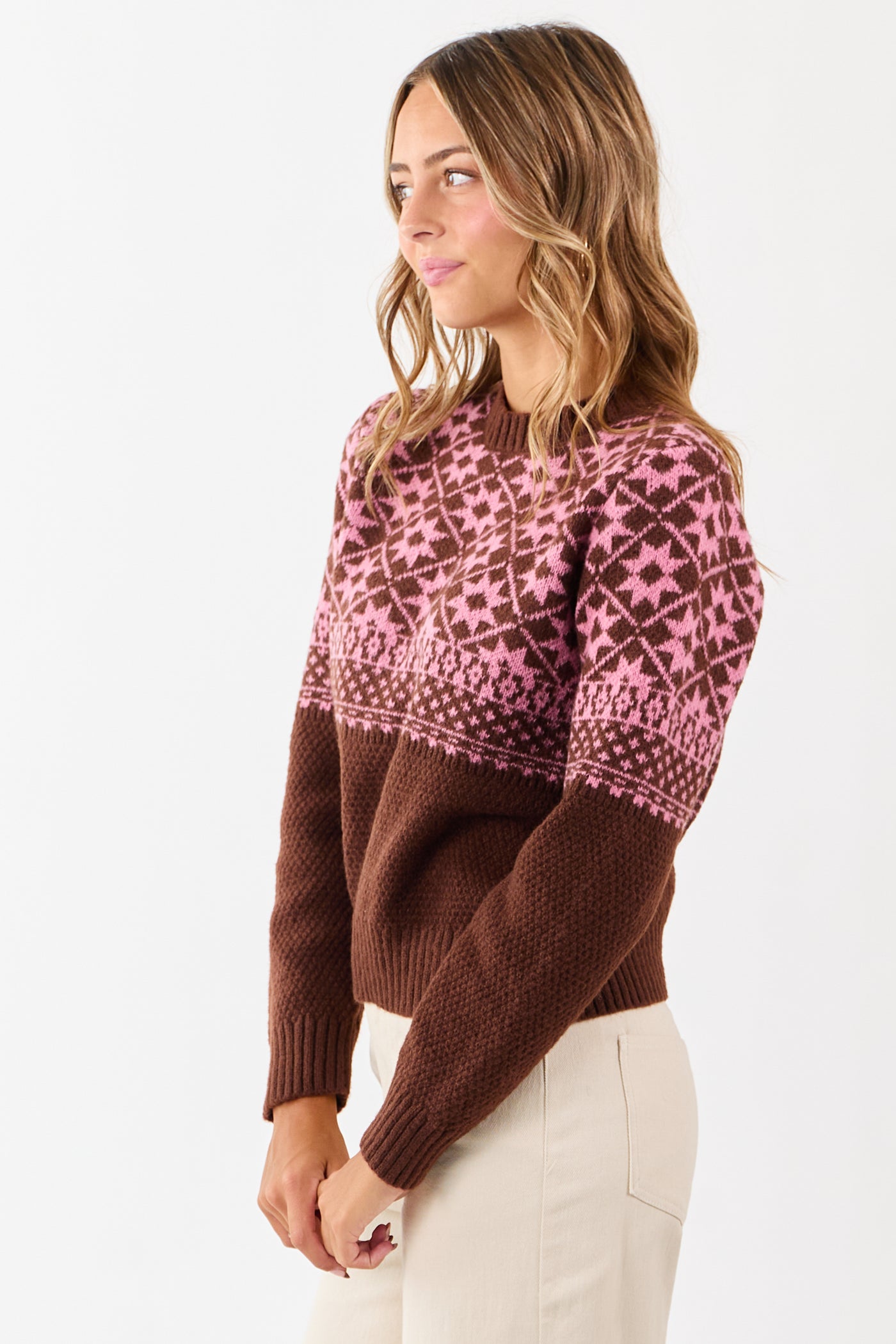 Chocolate and Punch Geometric Print Sweater