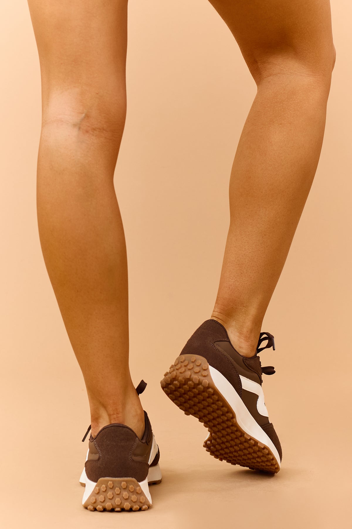 Chocolate Faux Suede Retro Platform Sneakers