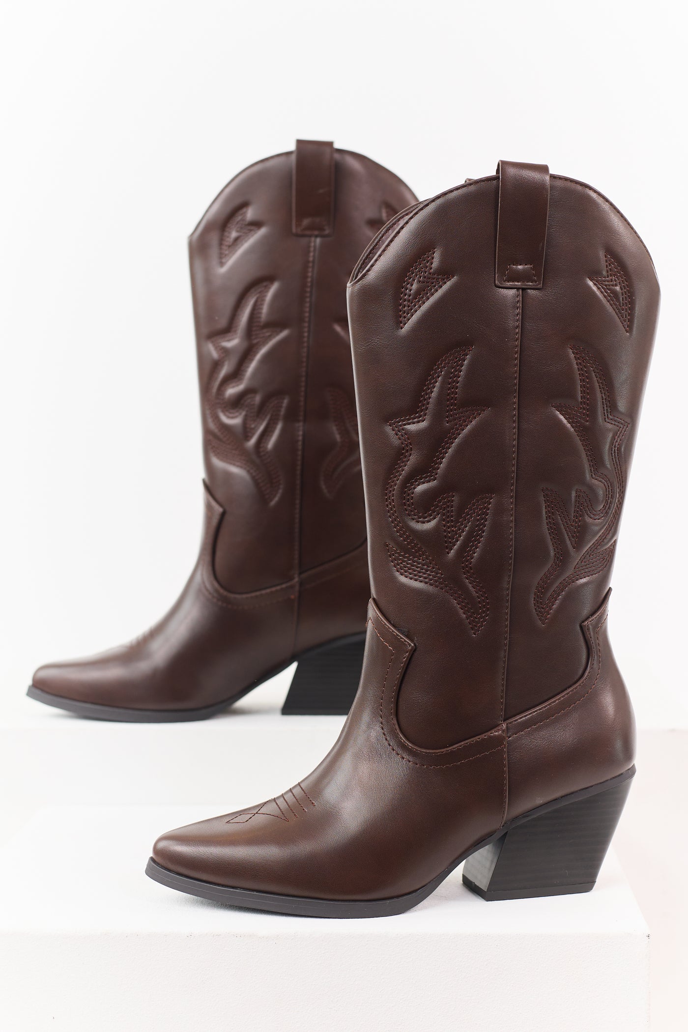 Chocolate Western Embroidered Cowboy Boots