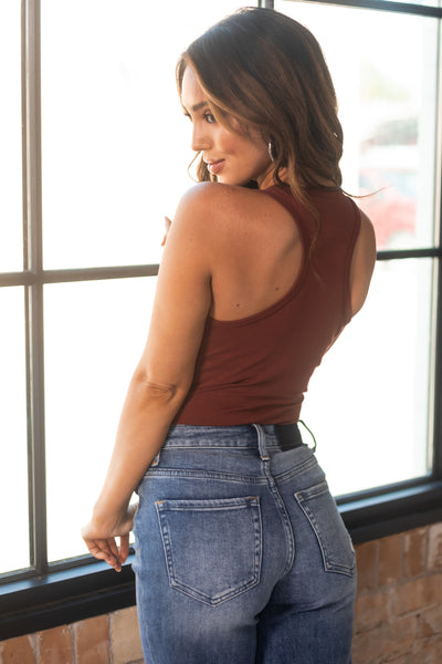 Cinnamon Racerback Solid Cotton Bodysuit