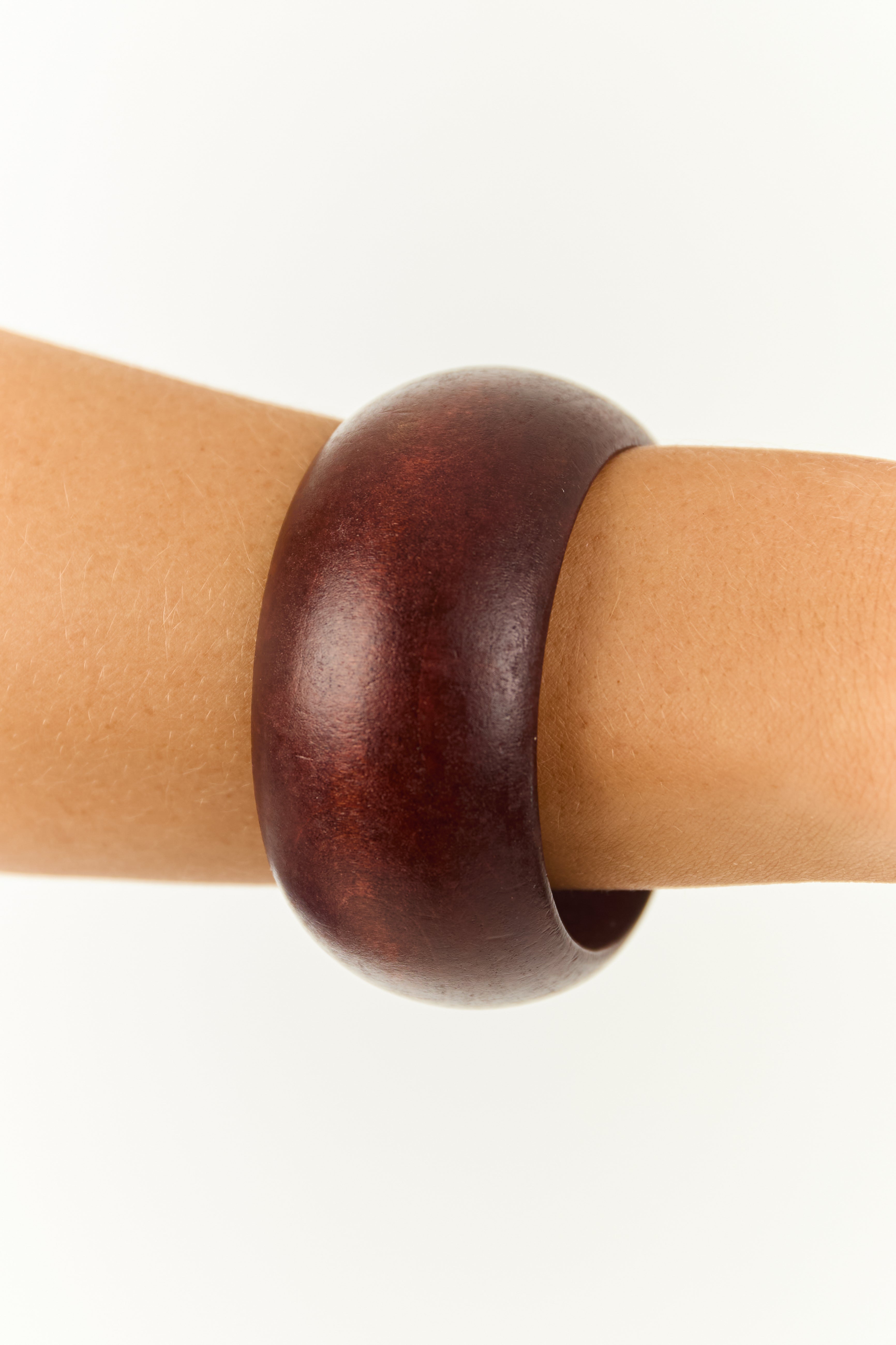 Cinnamon Wide Bangle Wood Bracelet