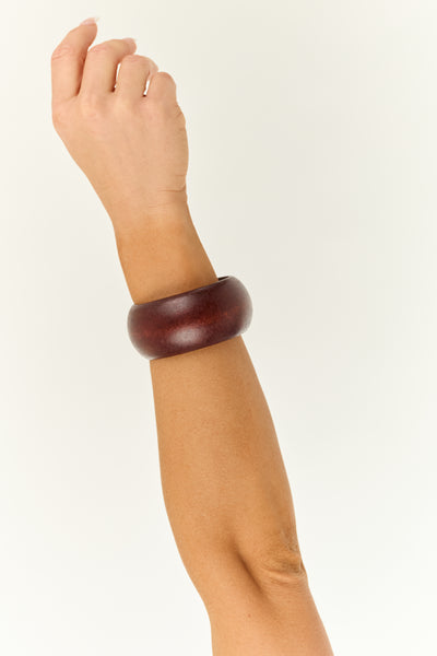 Cinnamon Wide Bangle Wood Bracelet