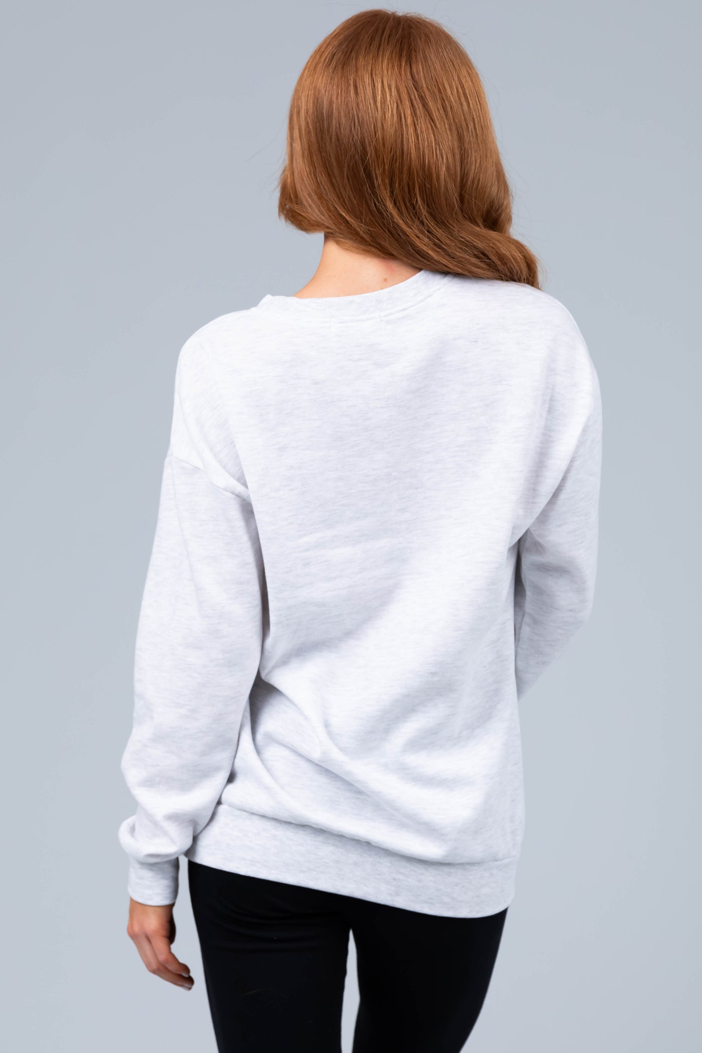 Cloud Grey Fleece Lined Longline Solid Sweatshirt