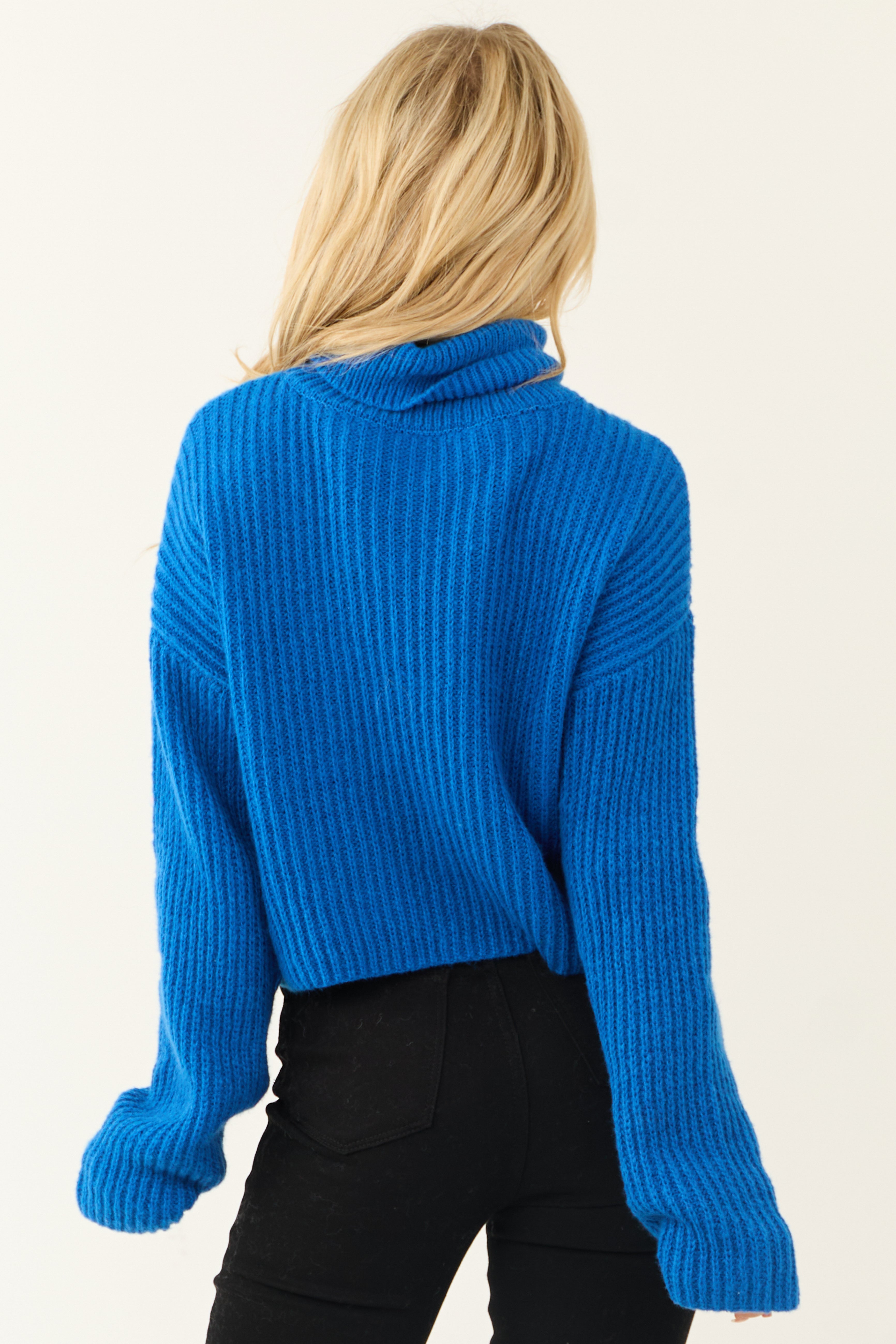 Cobalt Long Sleeve Turtleneck Chunky Sweater