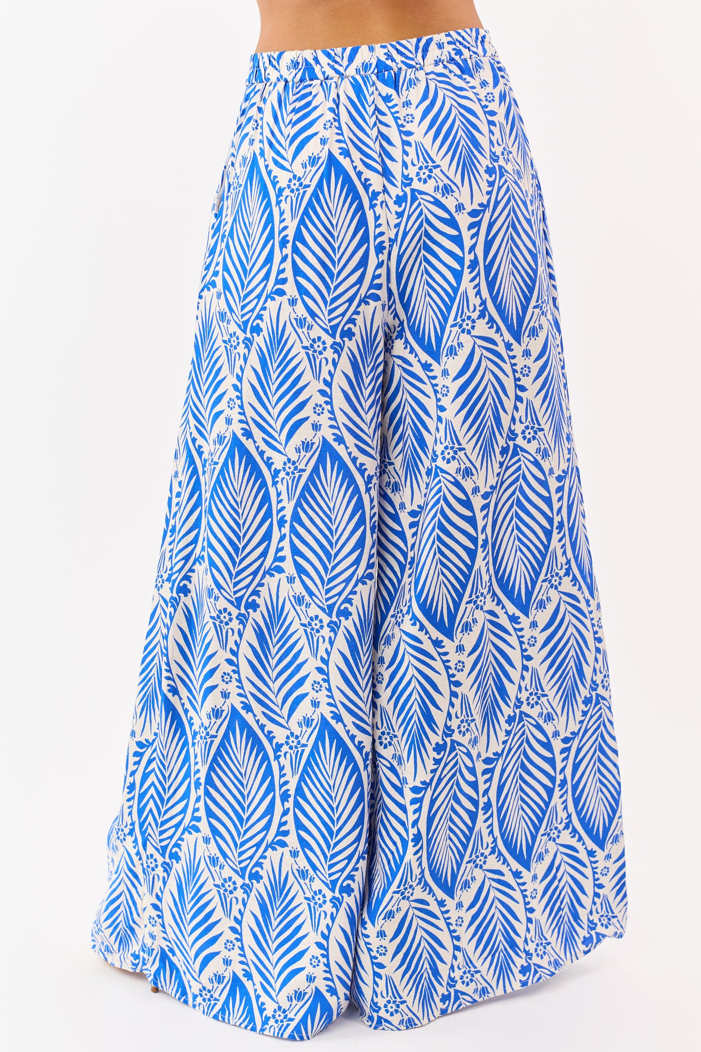 Cobalt Tropical Print Crop Top and Pant Set