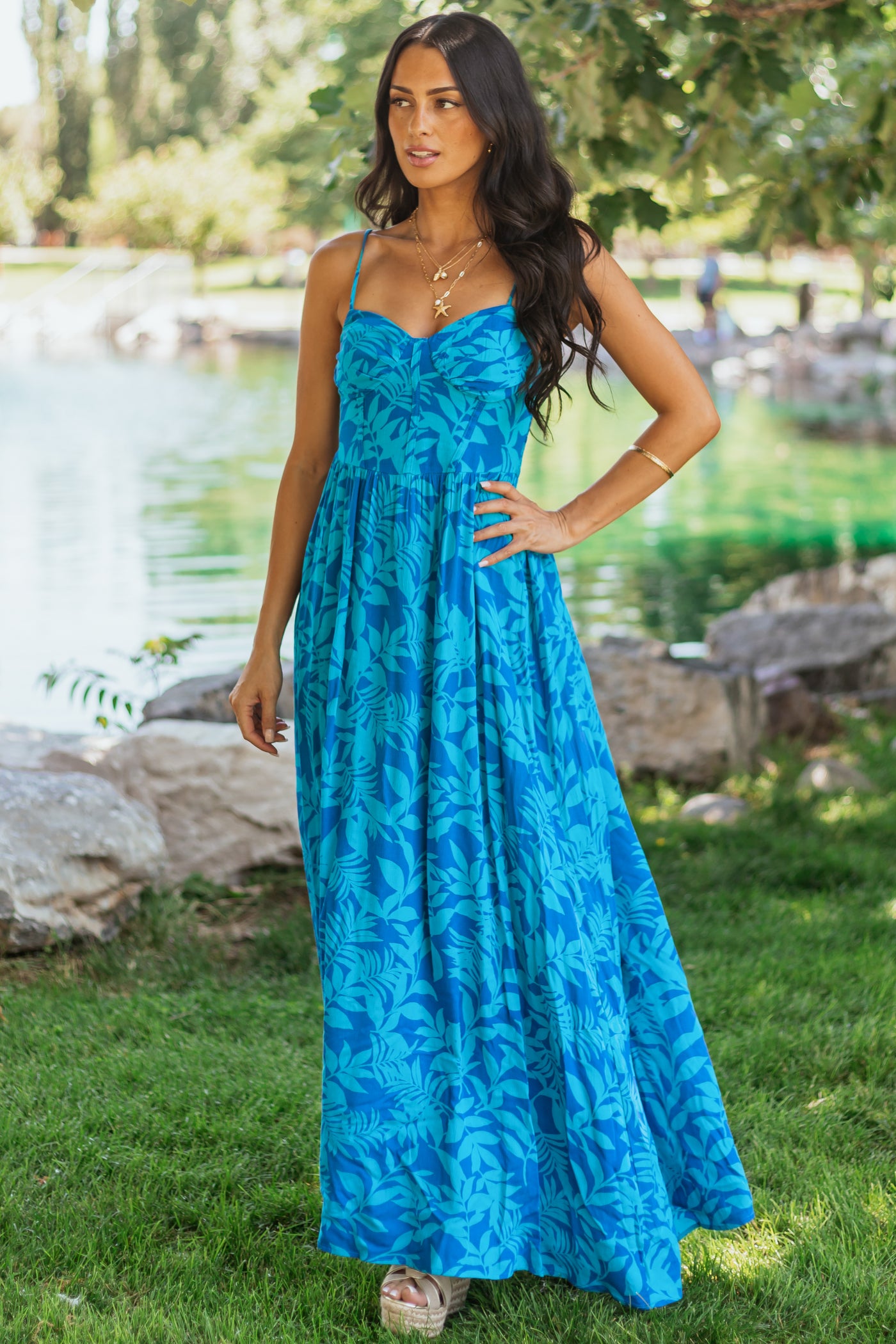 Cobalt Tropical Print Sleeveless Maxi Dress | Lime Lush Boutique Cobalt Tropical Print Sleeveless Maxi Dress | Lime Lush Boutique