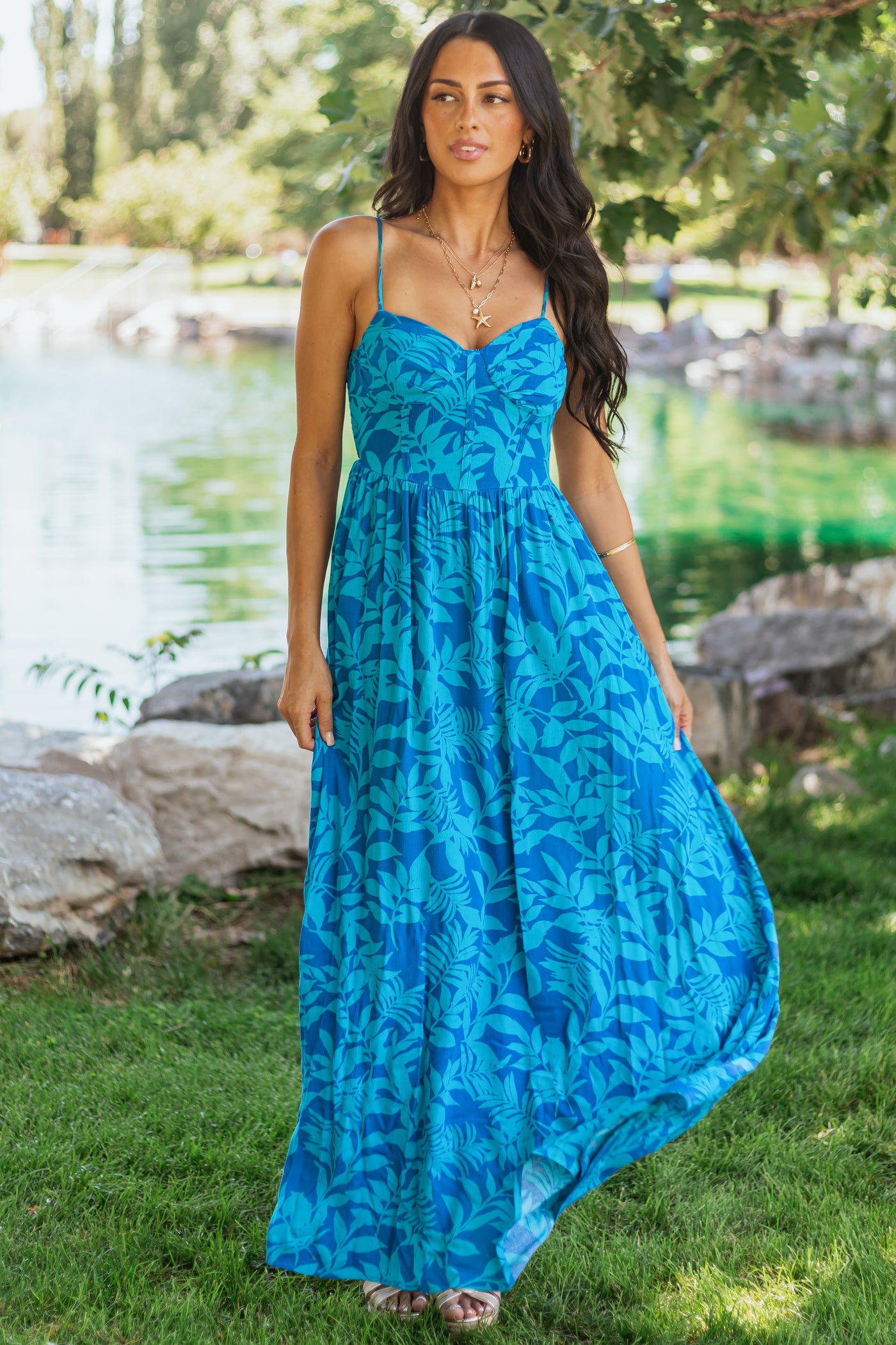 Cobalt Tropical Print Sleeveless Maxi Dress | Lime Lush Boutique Cobalt Tropical Print Sleeveless Maxi Dress | Lime Lush Boutique