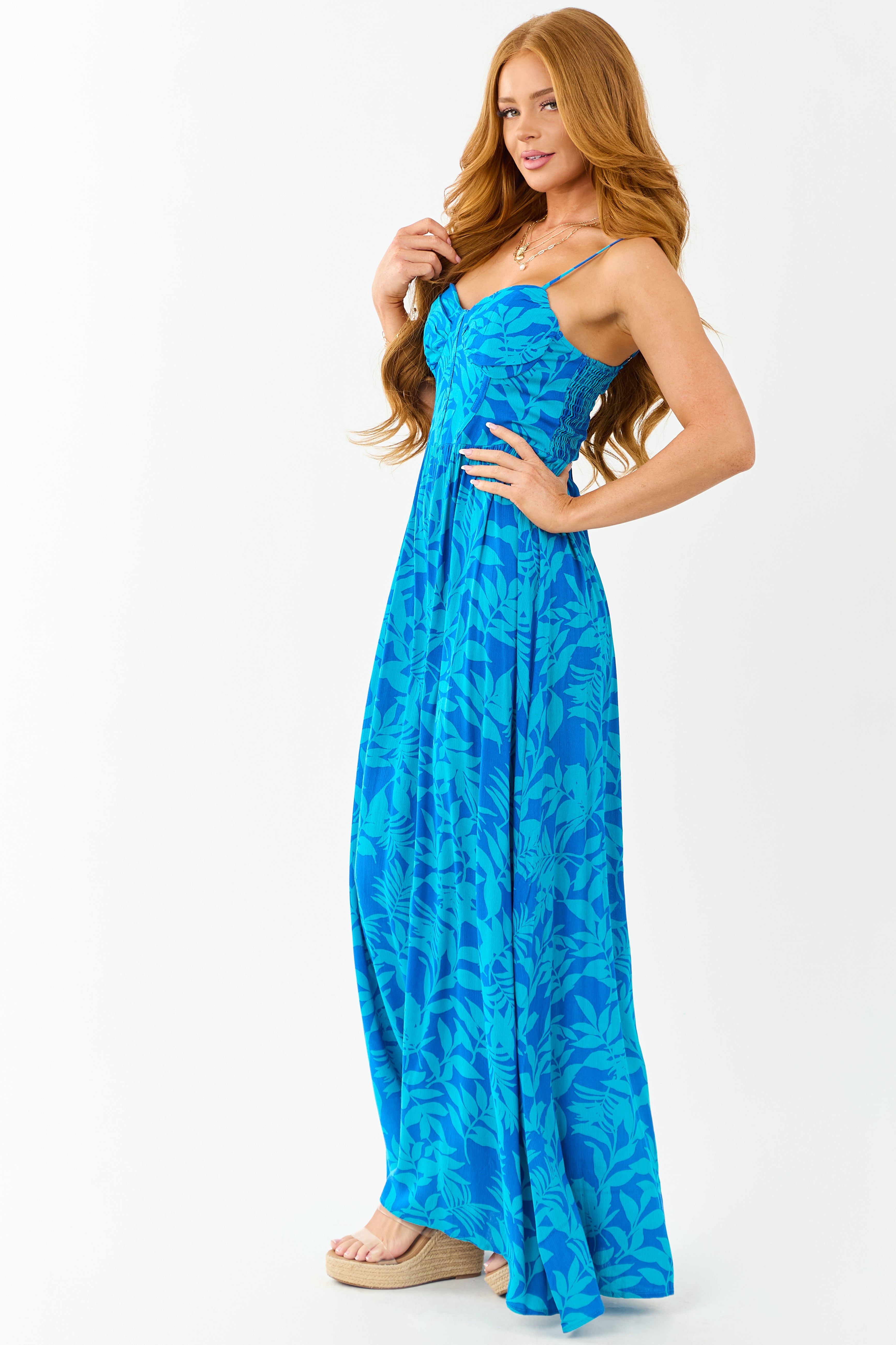 Cobalt Tropical Print Sleeveless Maxi Dress | Lime Lush Boutique Cobalt Tropical Print Sleeveless Maxi Dress | Lime Lush Boutique