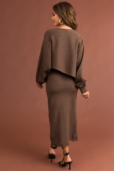 Cocoa Asymmetrical Crop Top and Maxi Skirt Set