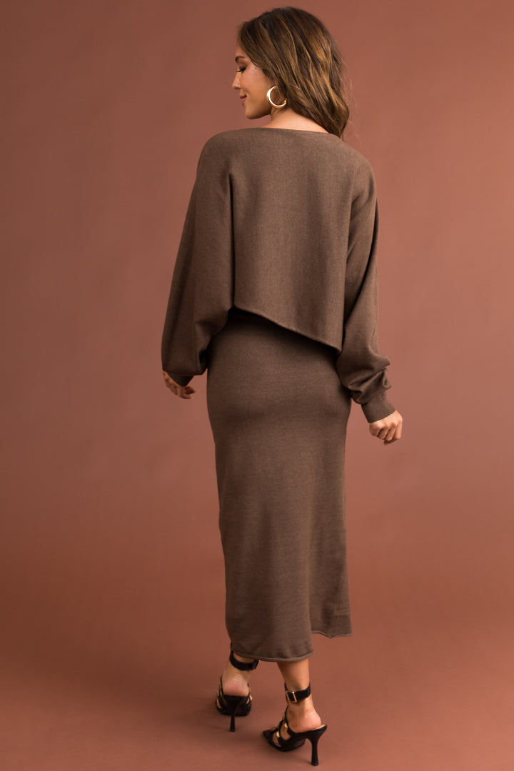 Cocoa Asymmetrical Crop Top and Maxi Skirt Set