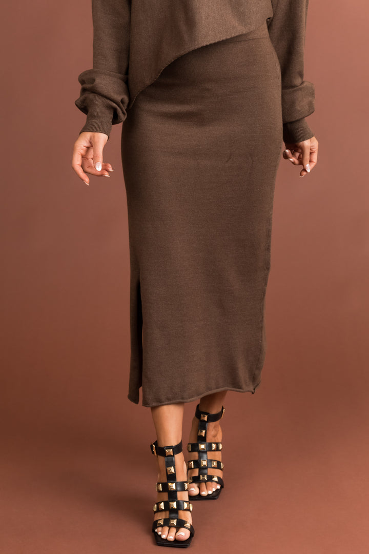 Cocoa Asymmetrical Crop Top and Maxi Skirt Set