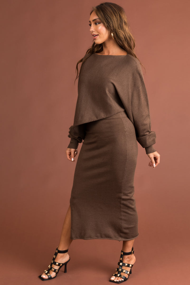 Cocoa Asymmetrical Crop Top and Maxi Skirt Set