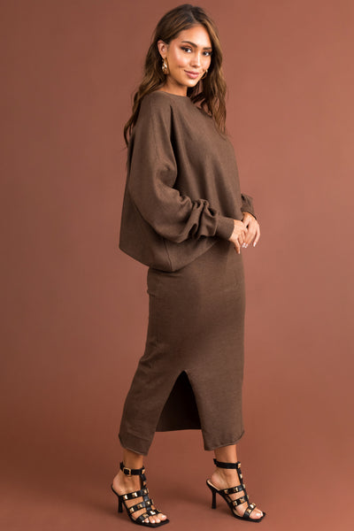 Cocoa Asymmetrical Crop Top and Maxi Skirt Set