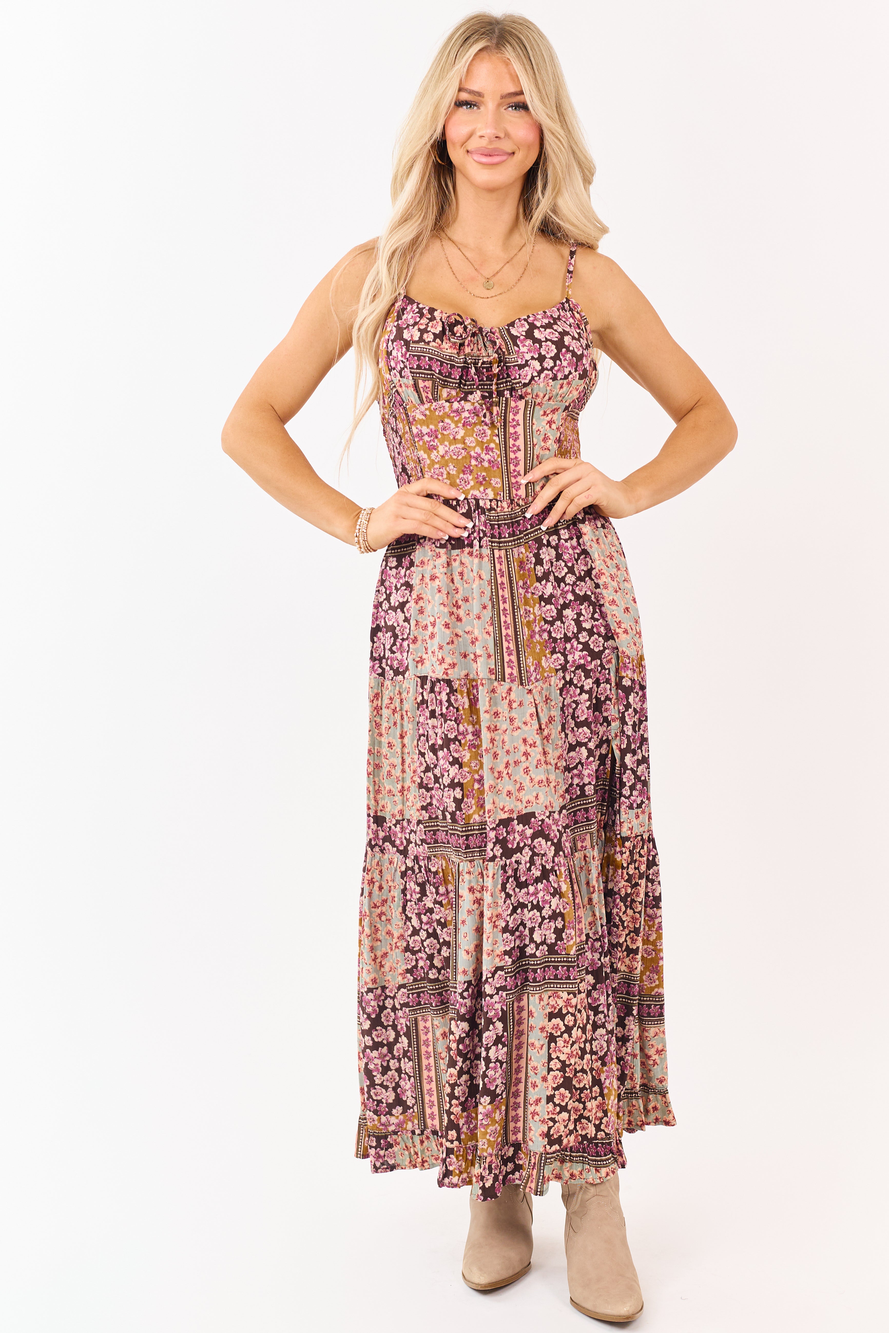 Cocoa Boho Tile Print Sleeveless Maxi Dress