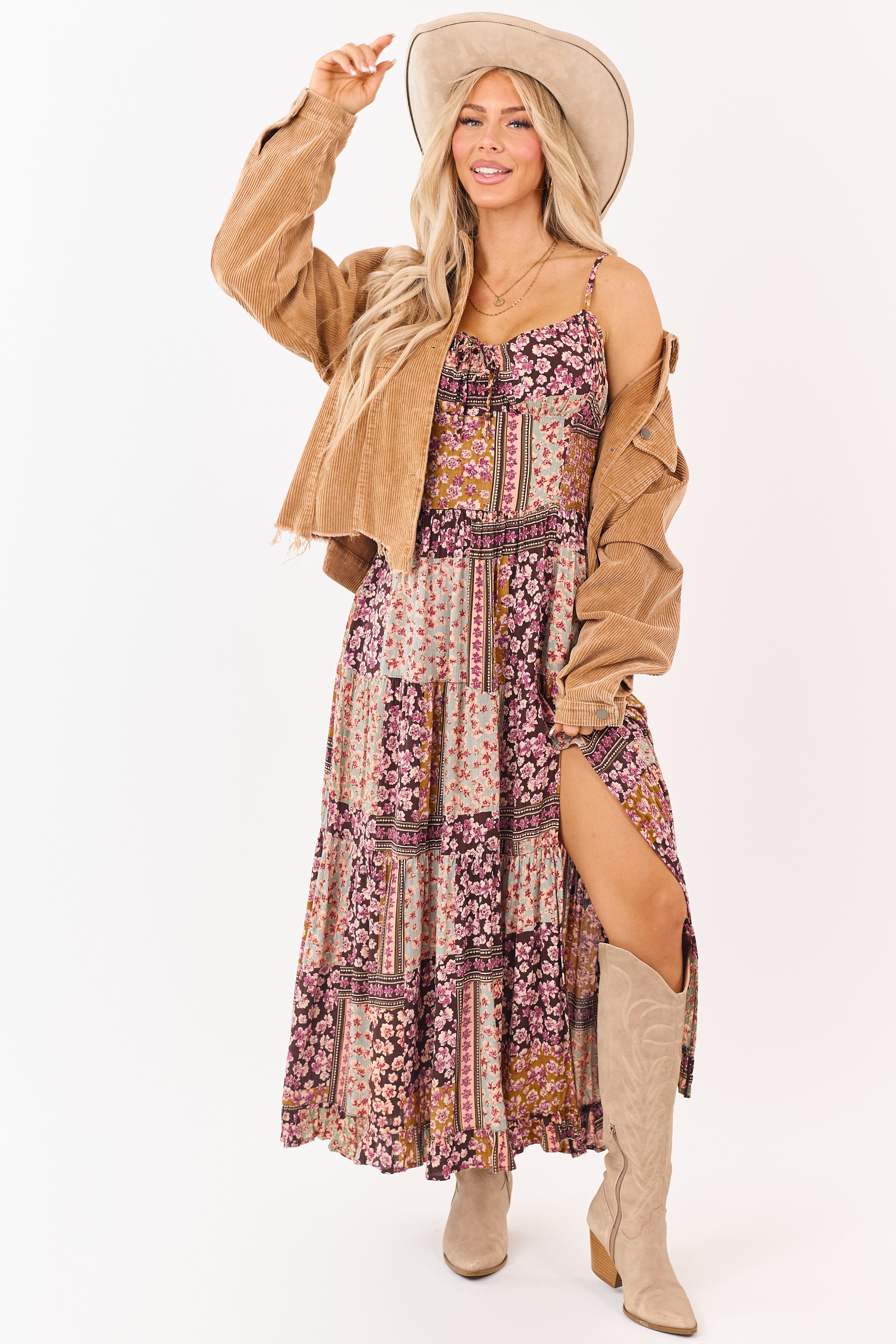 Cocoa Boho Tile Print Sleeveless Maxi Dress