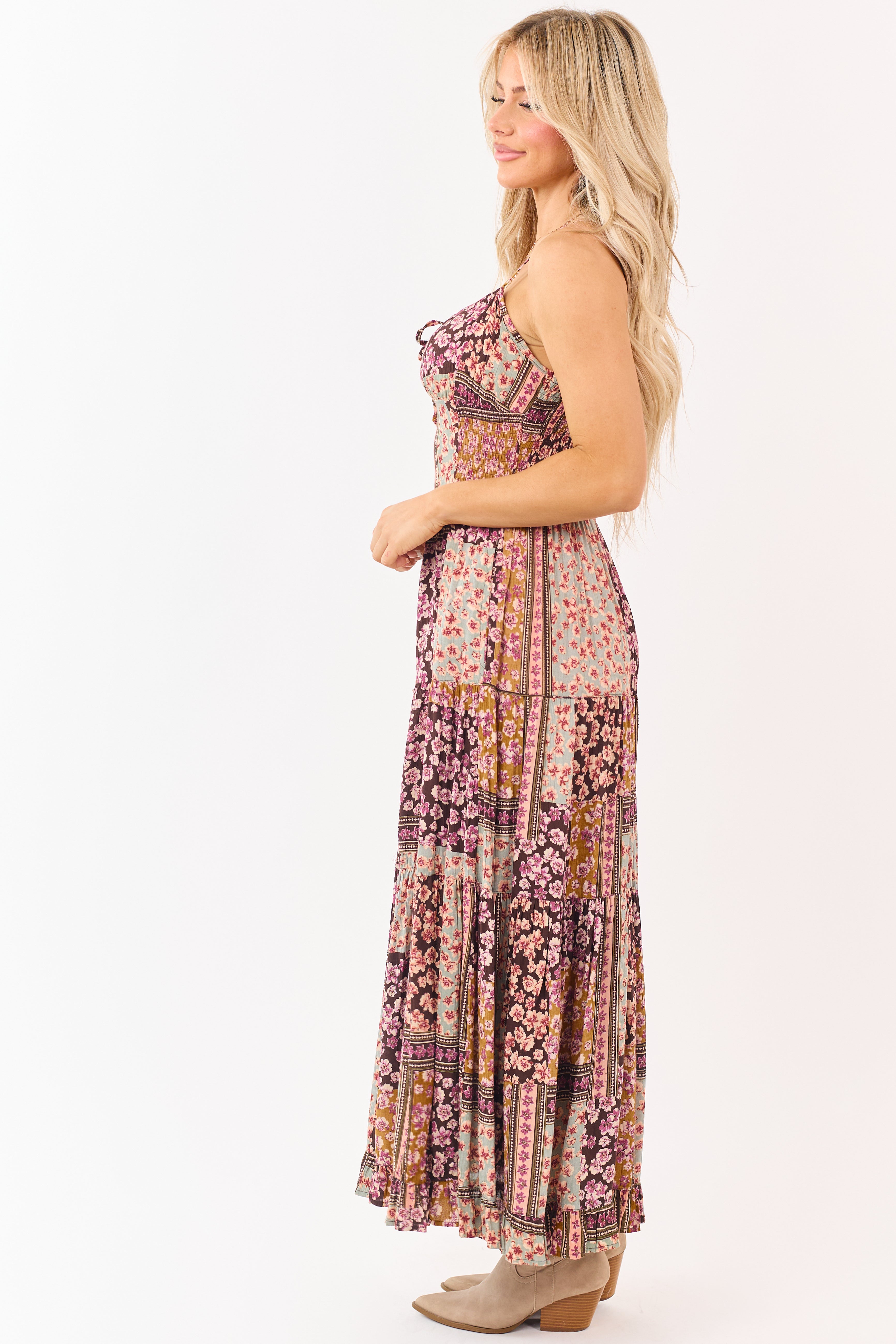 Cocoa Boho Tile Print Sleeveless Maxi Dress