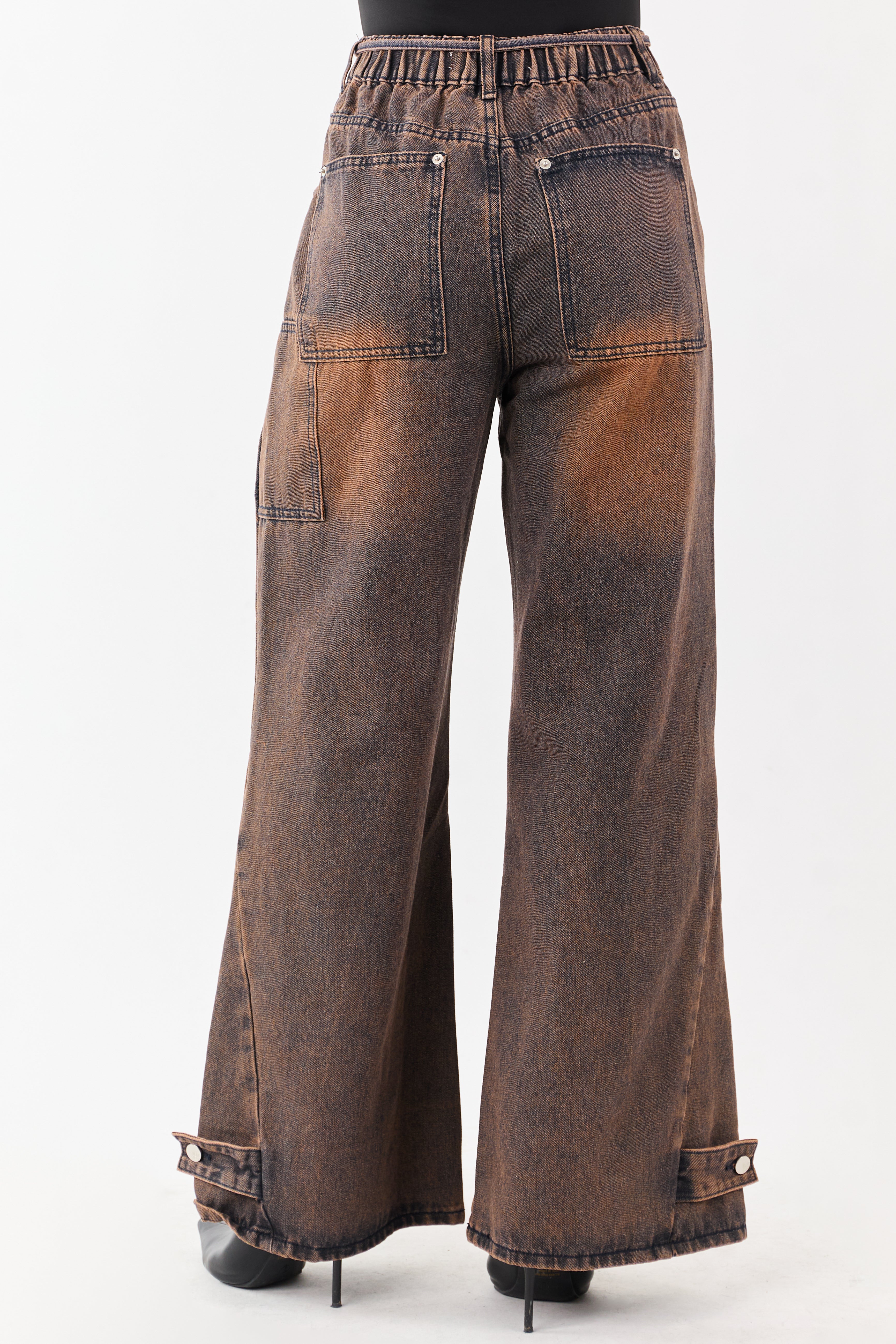 Cocoa Faded Wash Wide Leg High Rise Jeans