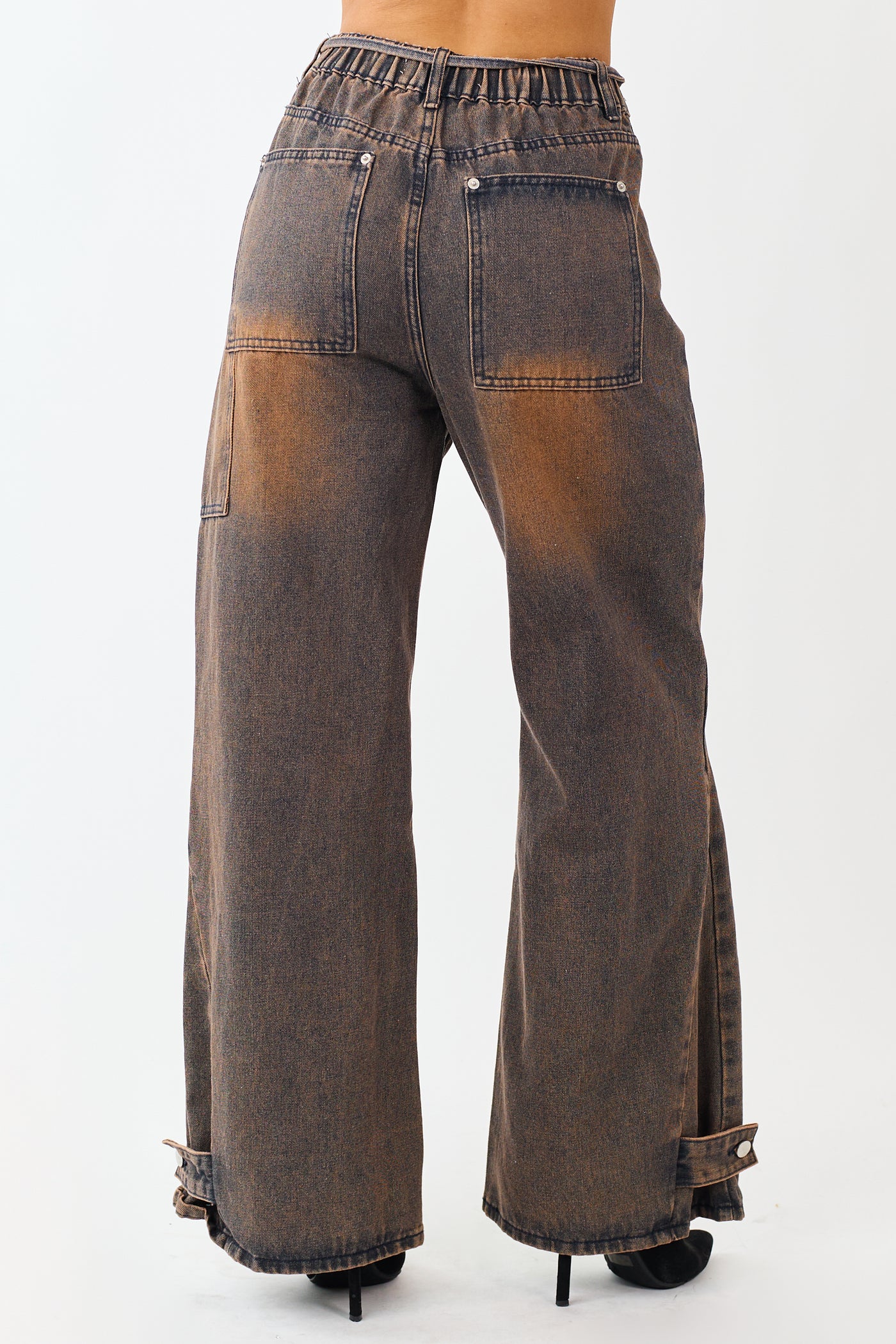 Cocoa Faded Wash Wide Leg High Rise Jeans