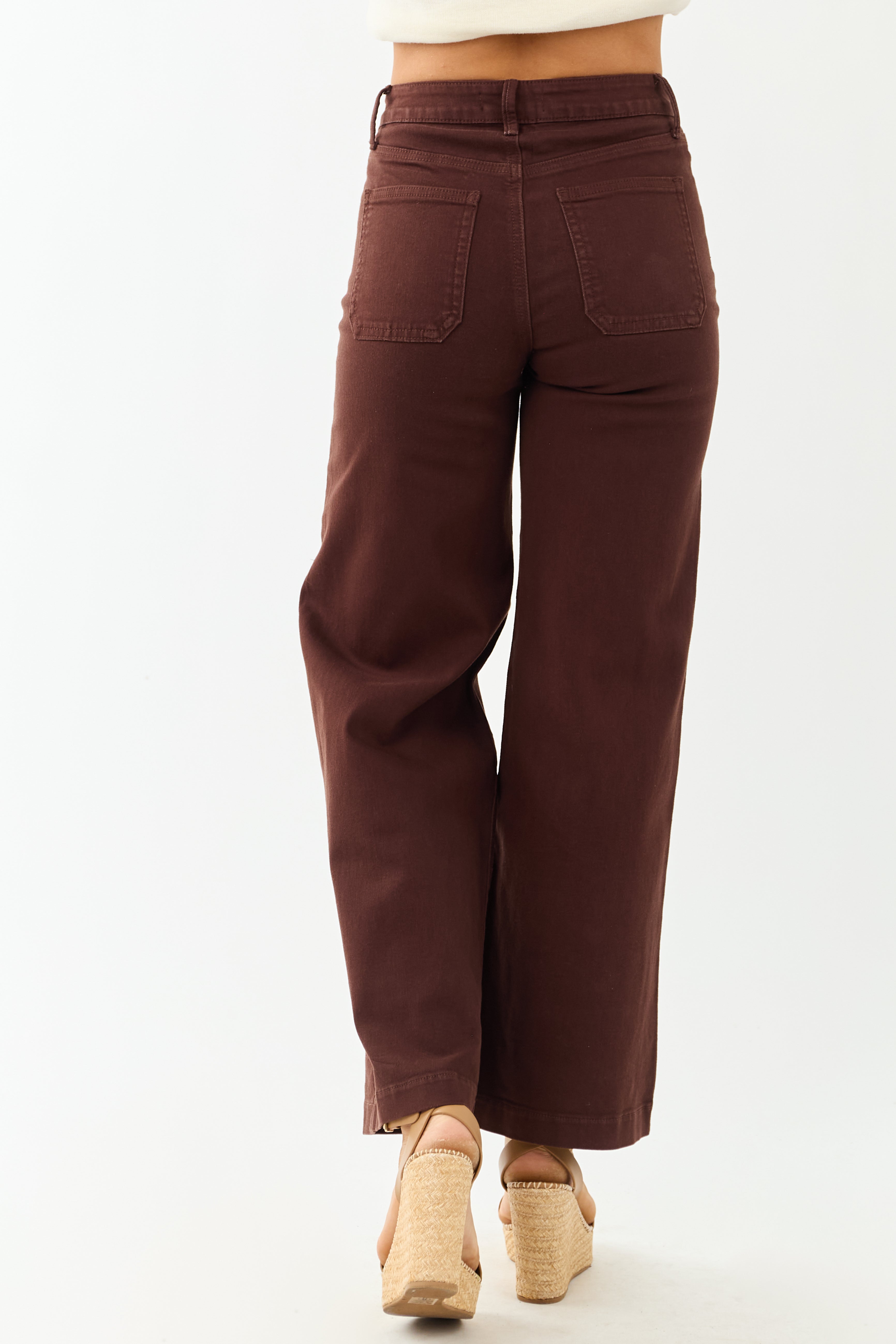 Cocoa High Rise Patch Pocket Stretchy Wide Leg Jeans