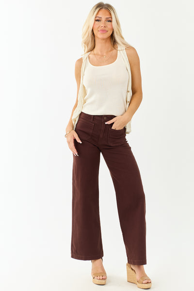 Cocoa High Rise Patch Pocket Stretchy Wide Leg Jeans