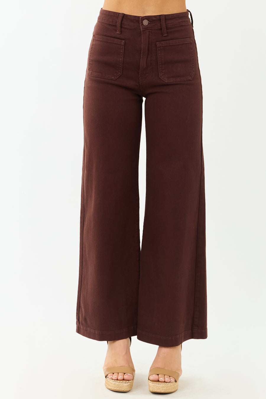 Cocoa High Rise Patch Pocket Stretchy Wide Leg Jeans