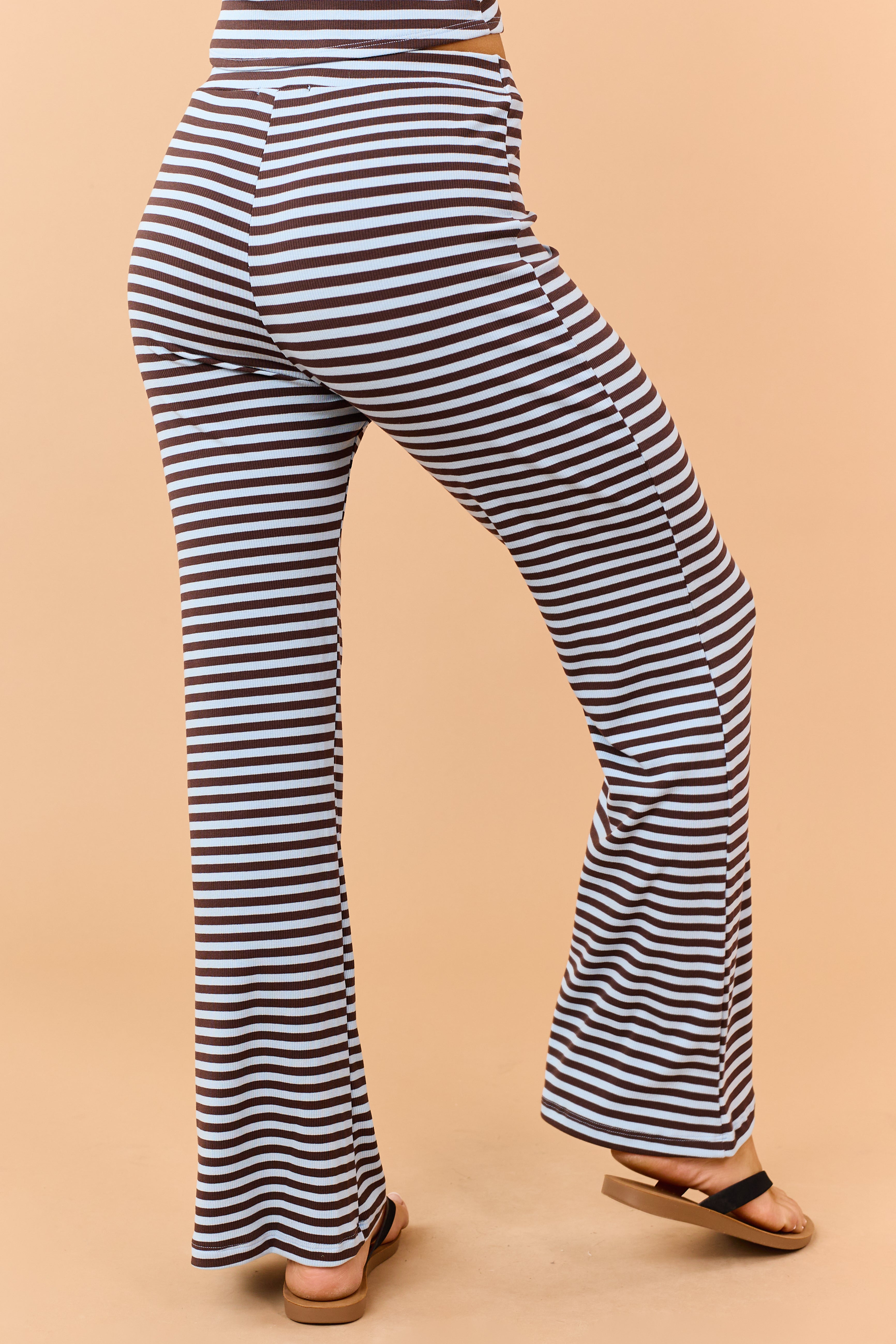 Cocoa Striped Strapless Top and Knit Pants Set