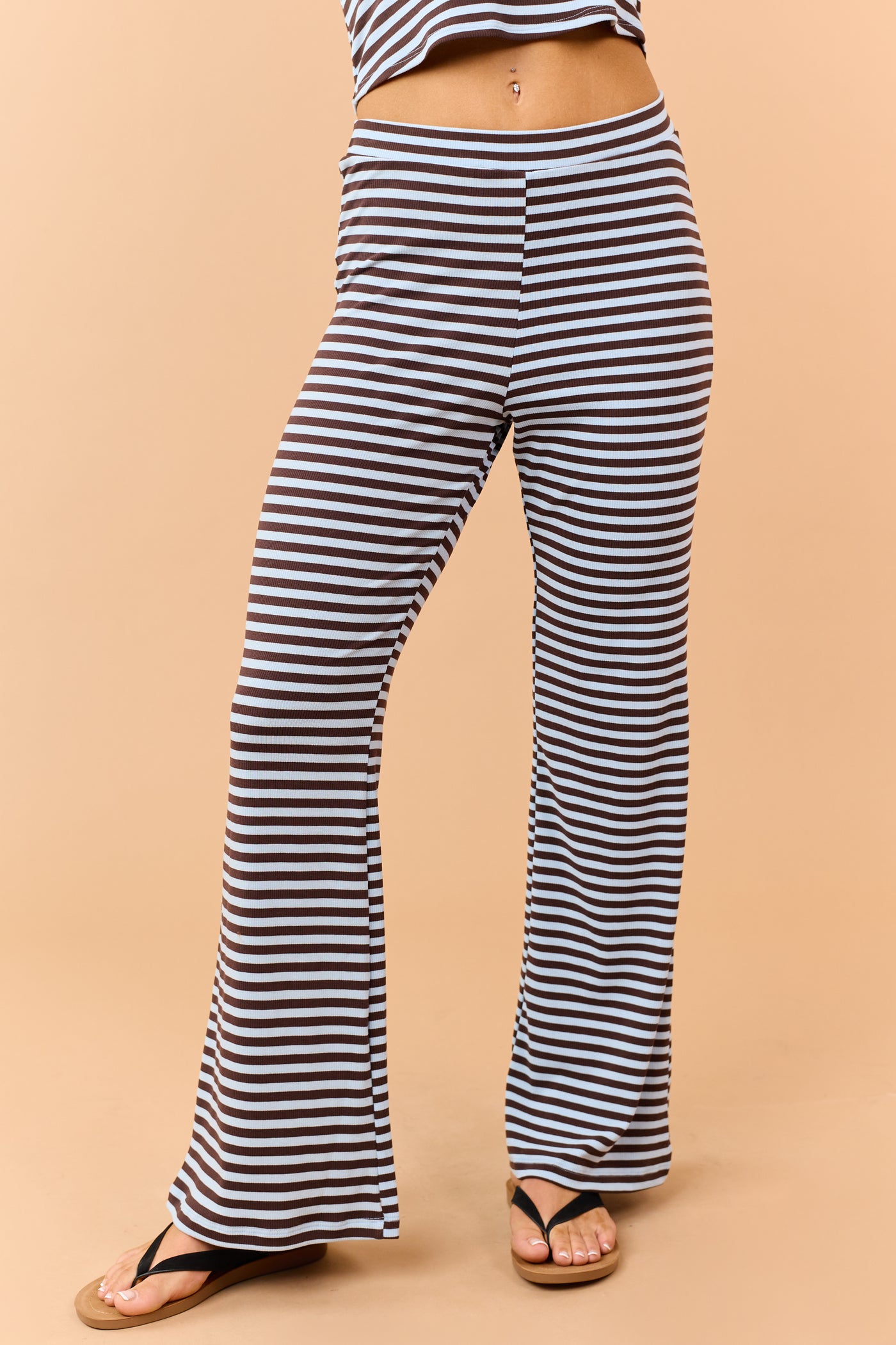 Cocoa Striped Strapless Top and Knit Pants Set