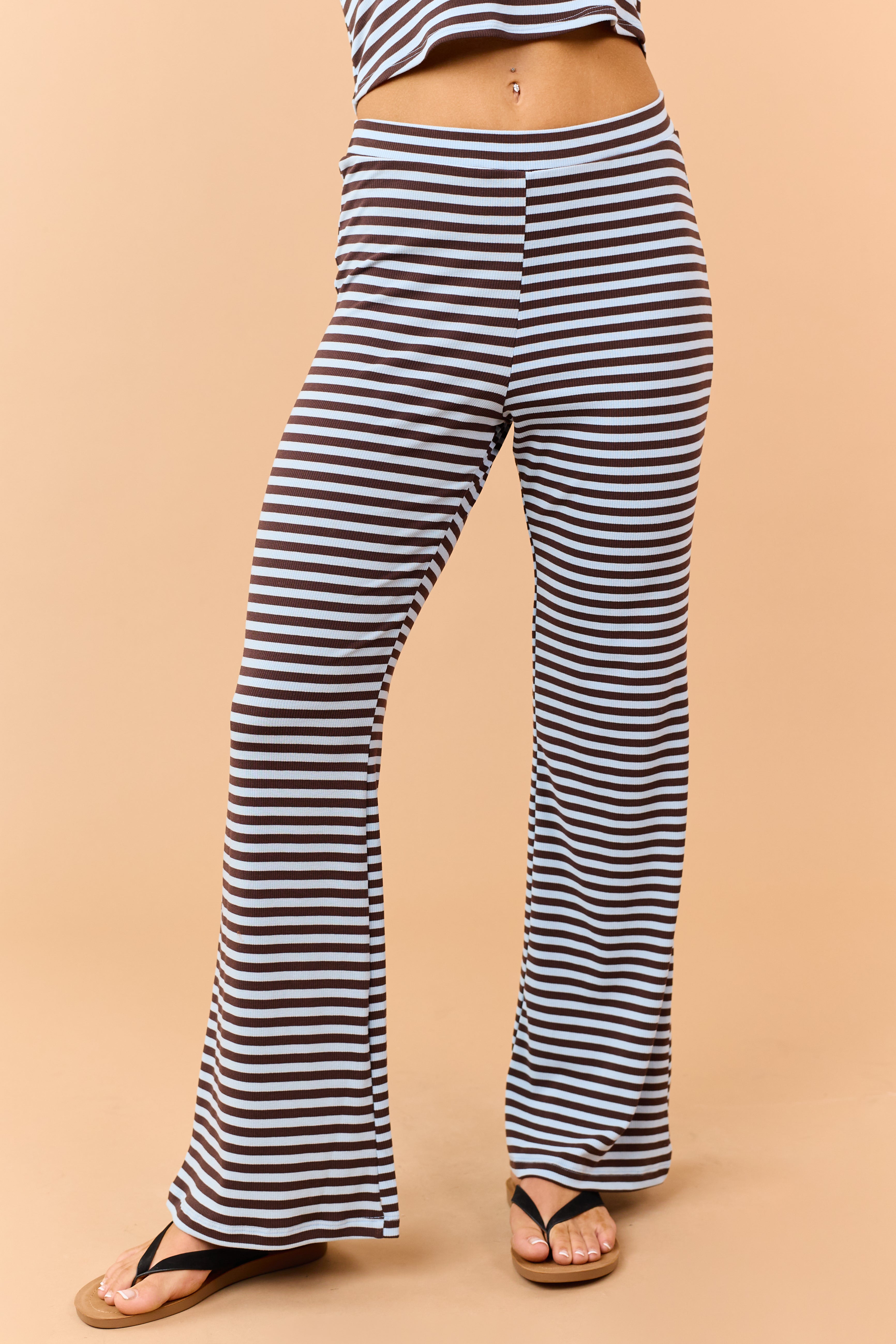 Cocoa Striped Strapless Top and Knit Pants Set